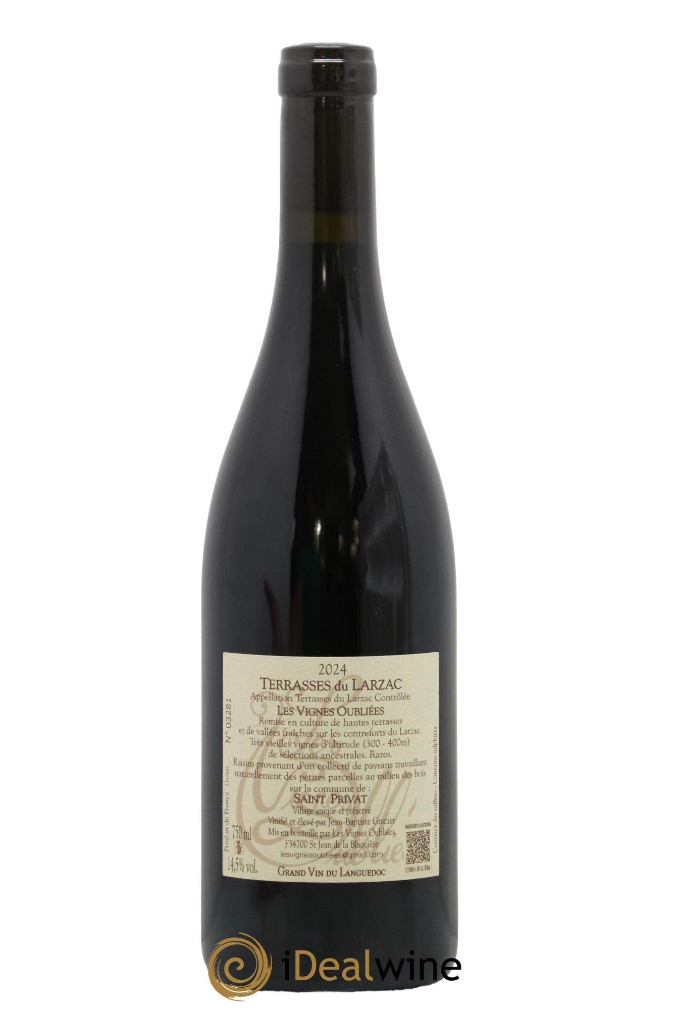 Coteaux du Languedoc Terrasse du larzac Domaine les vignes oubliées Jean Baptiste Granier 2024 - Lot of 1 bottle - 1