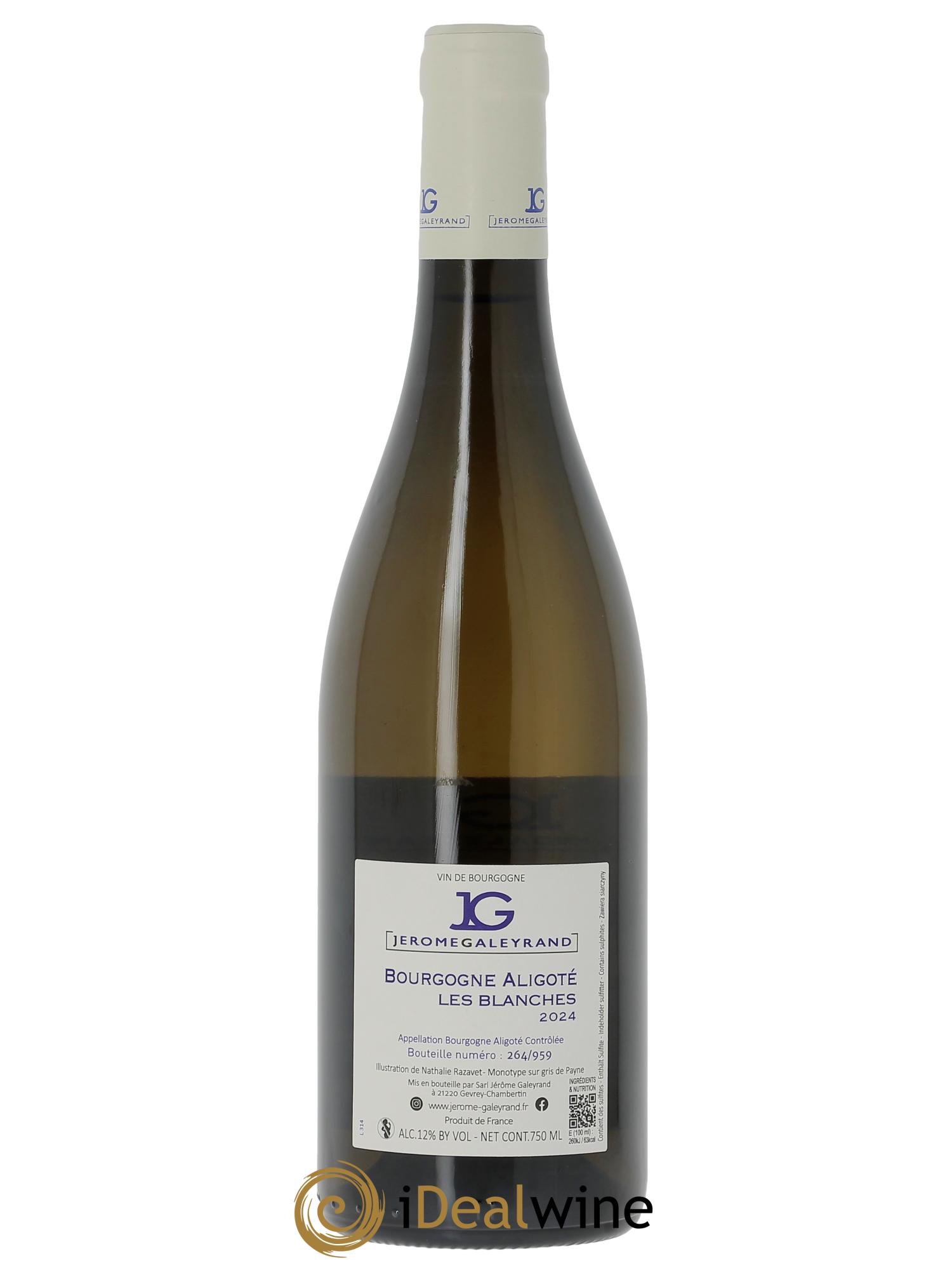 Bourgogne Aligoté Les Blanches Jérôme Galeyrand  2024 - Lot de 1 bouteille - 1