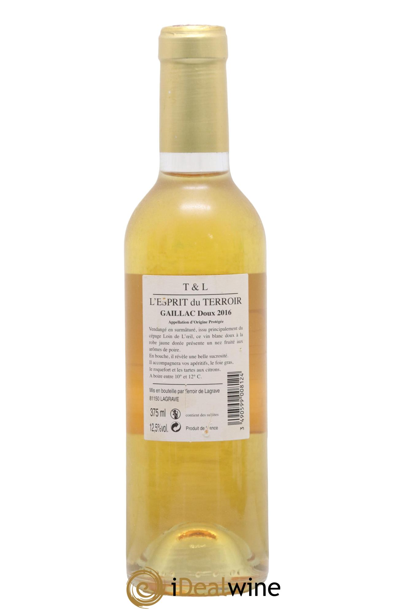 Gaillac Doux L'Esprit du Terroir TL 2016 - Lot de 1 demi bouteille - 1