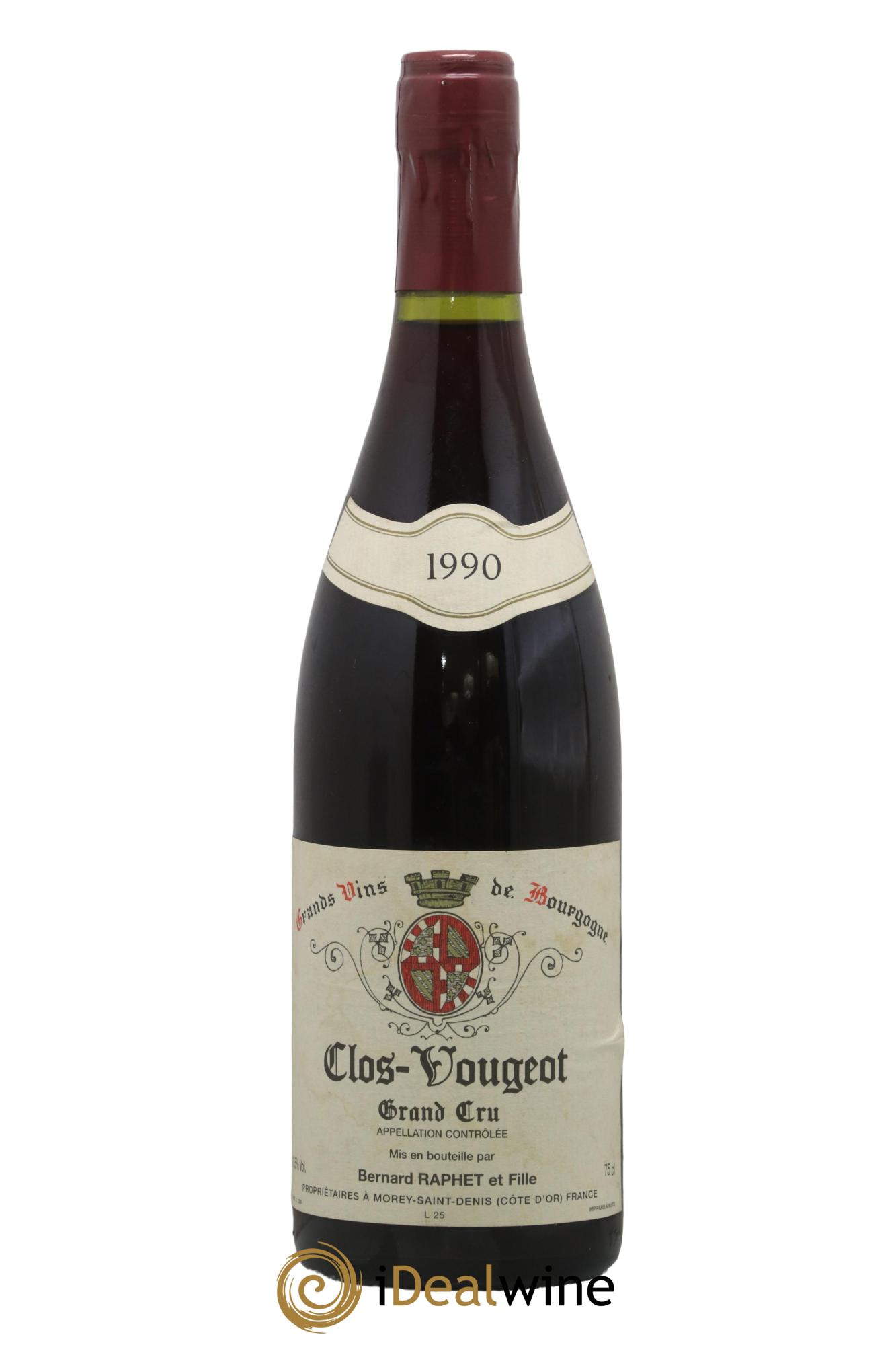 Clos de Vougeot Grand Cru Bernard Raphet Et Fille 1990 - Lotto di 1 bottiglia - 0
