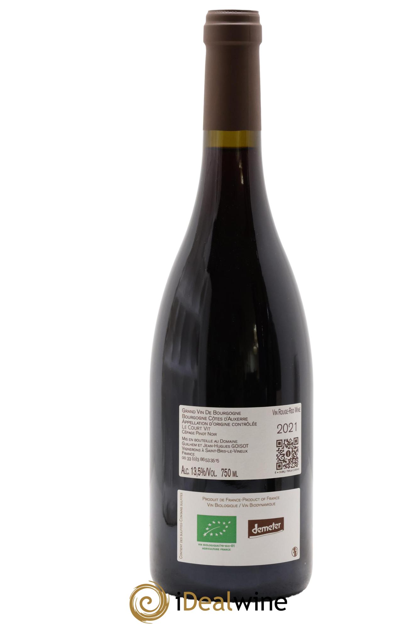 Bourgogne Côtes d'Auxerre Le Court Vit Goisot Goisot Côte D'Auxerre Le Court Vit 2021 - Lot of 1 bottle - 1
