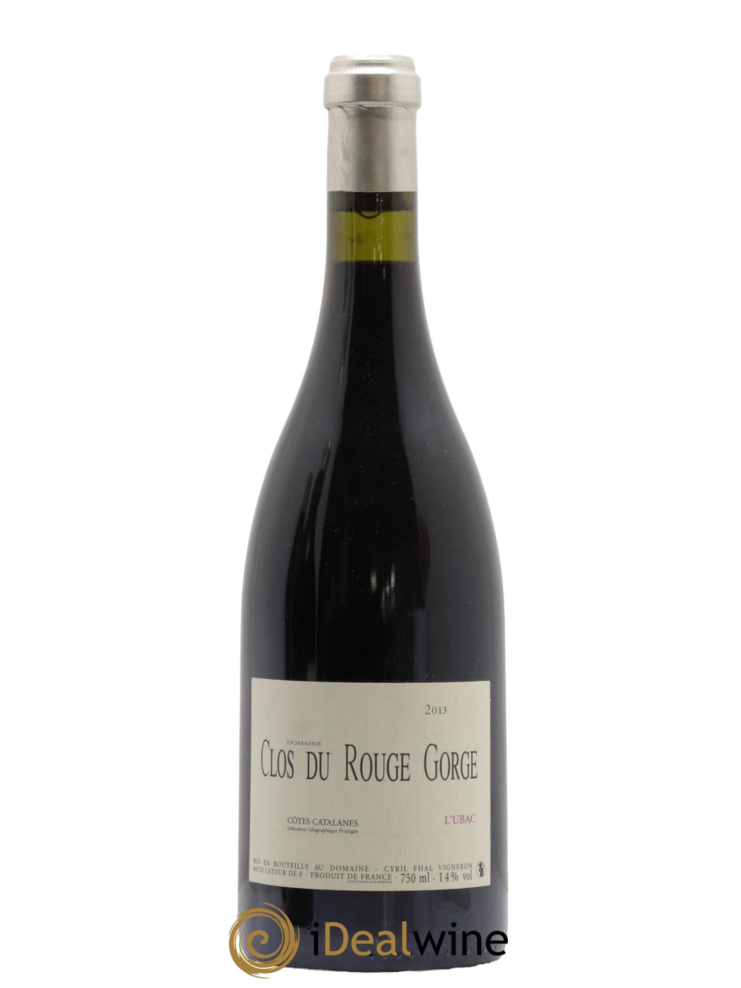 Côtes Catalanes Clos du Rouge Gorge L'Ubac Cyril Fhal 2013 - Lot de 1 bouteille - 0