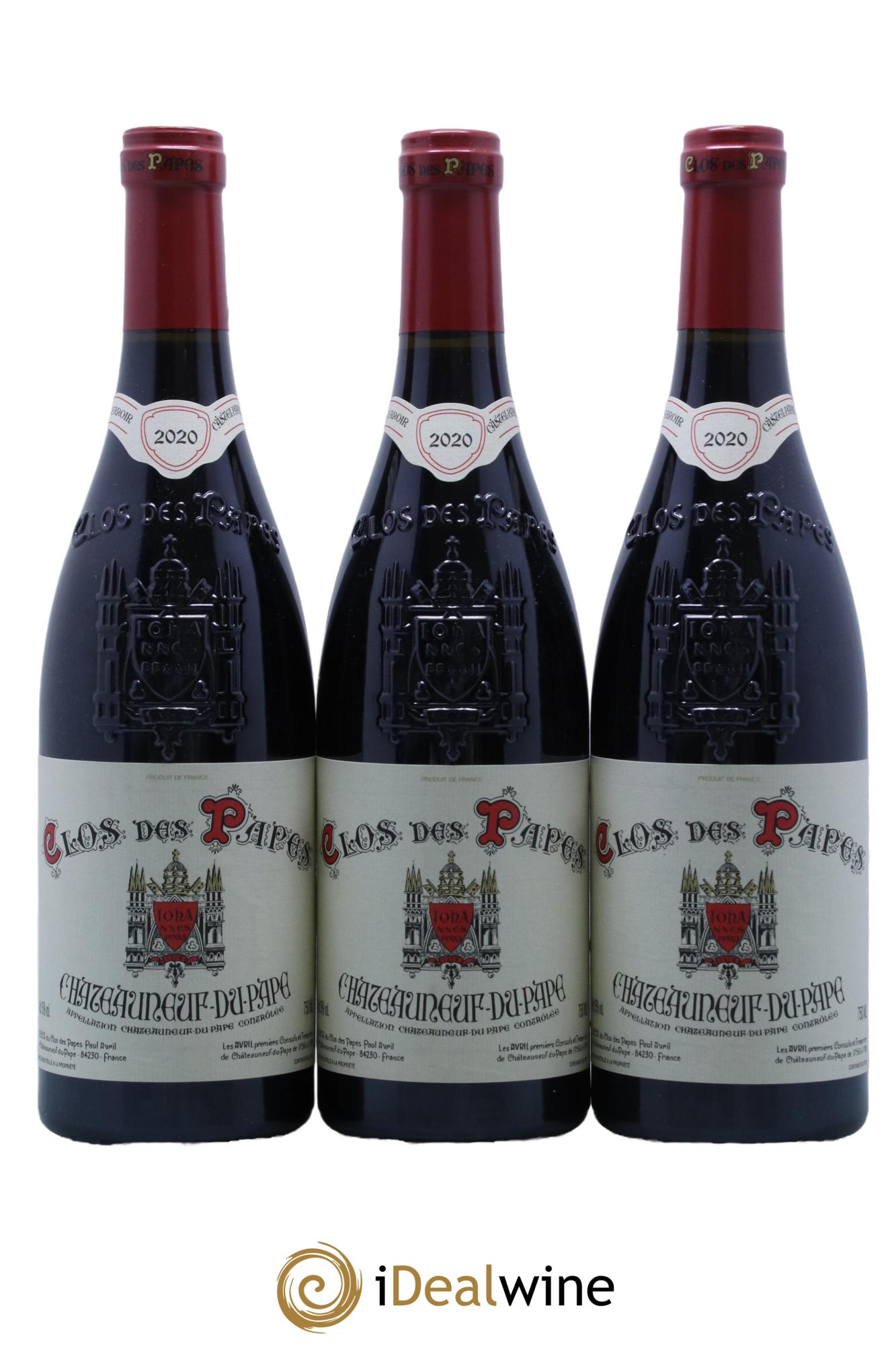 Châteauneuf-du-Pape Clos des Papes - Paul Avril 2020 - Lot de 3 bouteilles - 0
