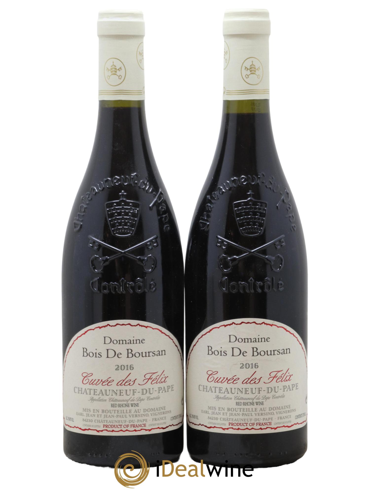 Châteauneuf-du-Pape Bois de Boursan (Domaine) Cuvée des Félix Jean et Jean-Paul Versino 2016 - Lot de 2 bouteilles - 0