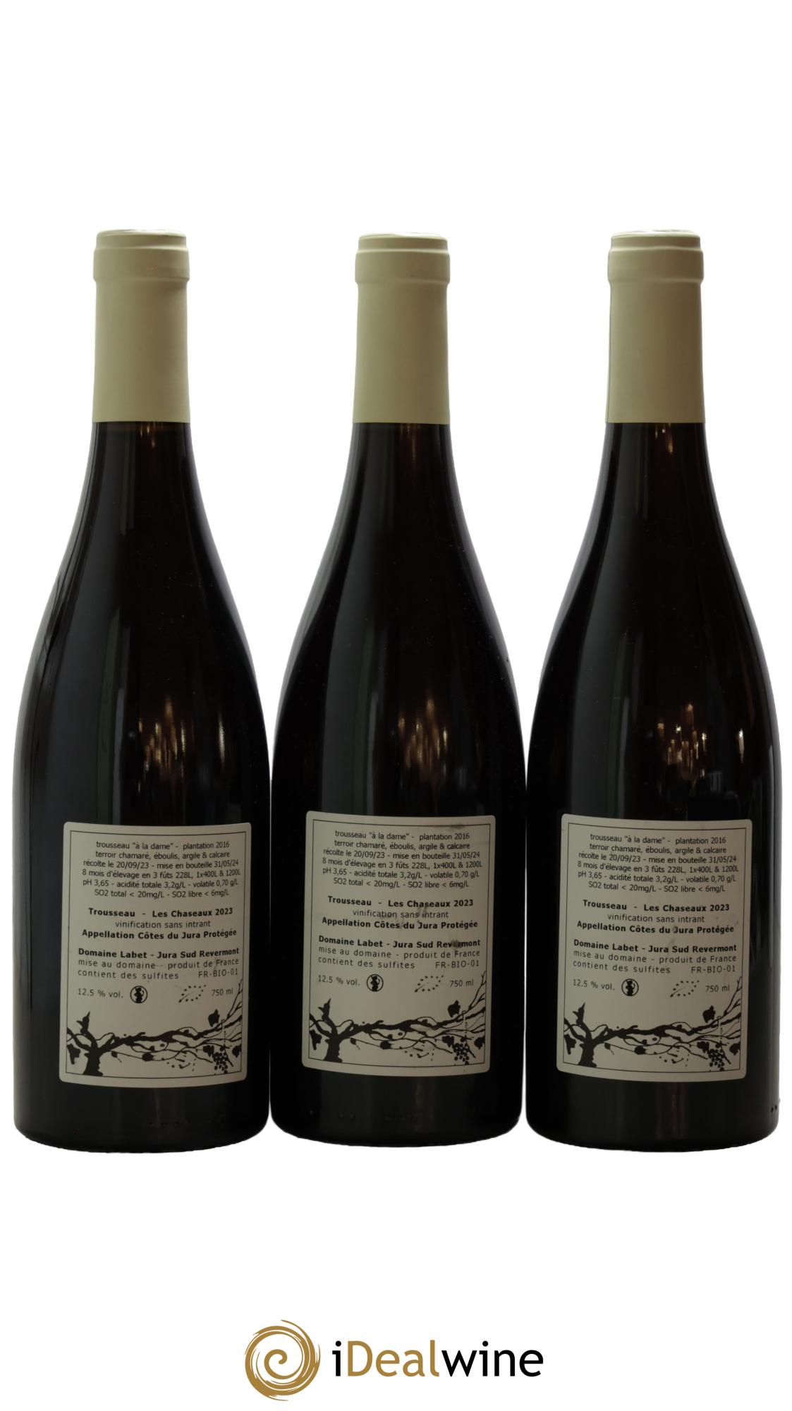 Côtes du Jura Trousseau Les Chaseaux Romain - Julien - Charline Labet 2023 - Lotto di 3 bottiglie - 1