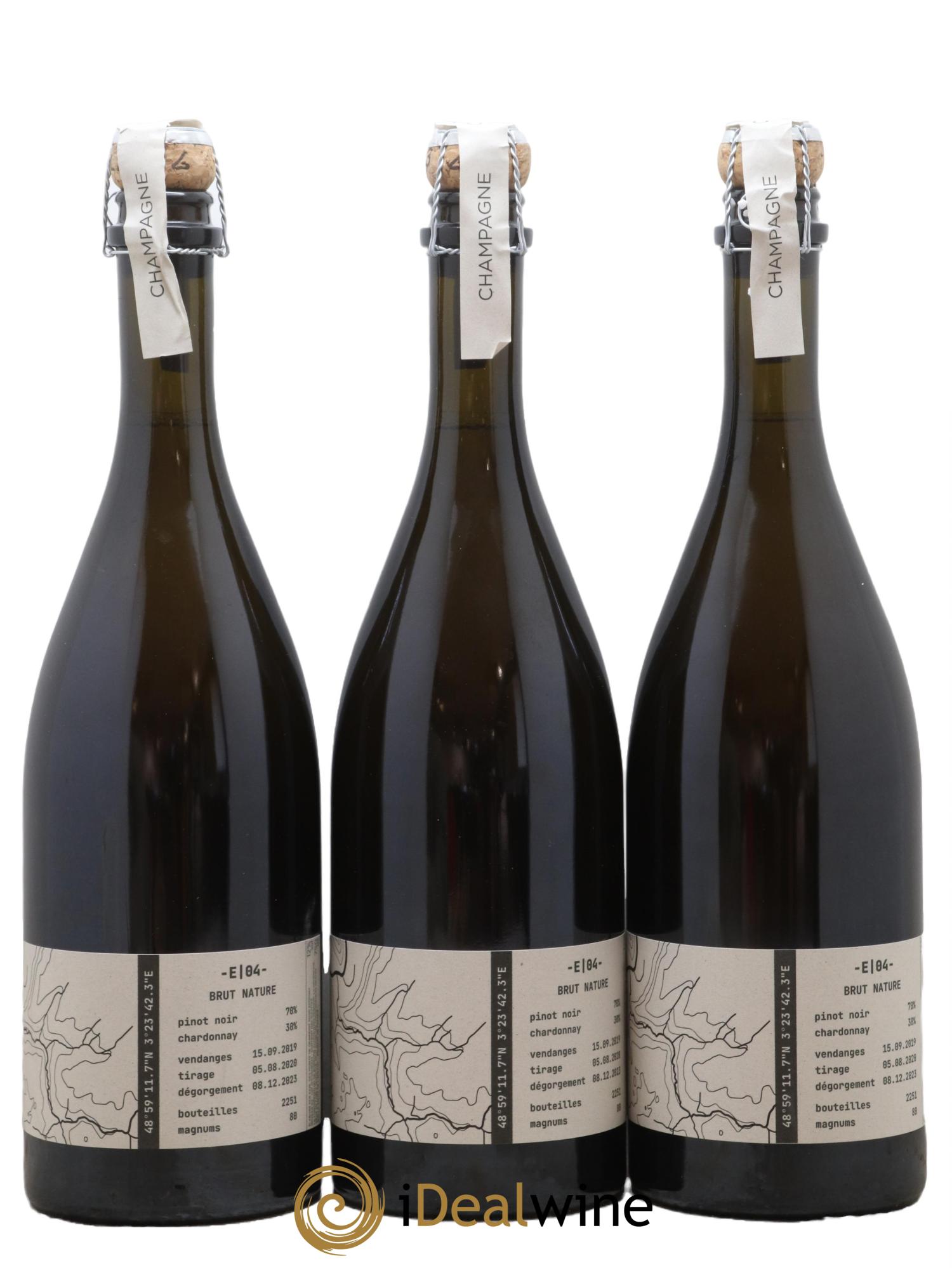 Champagne E 04 Brut Nature Exploration Tom Gauditiabois 2019 - Lot of 3 bottles - 1