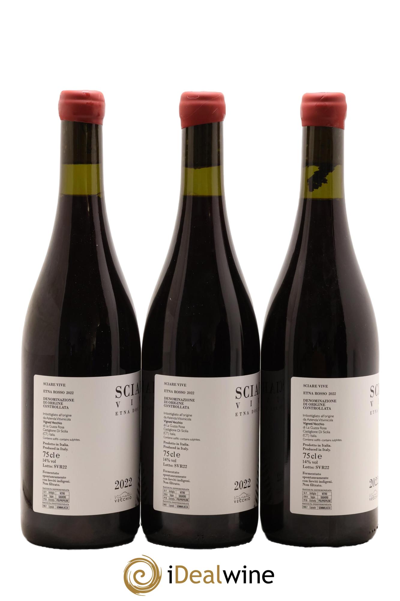 Italie Etna Rosso DOC Sciare Vive Vigneti Vecchio 2022 - Lot de 3 bouteilles - 1