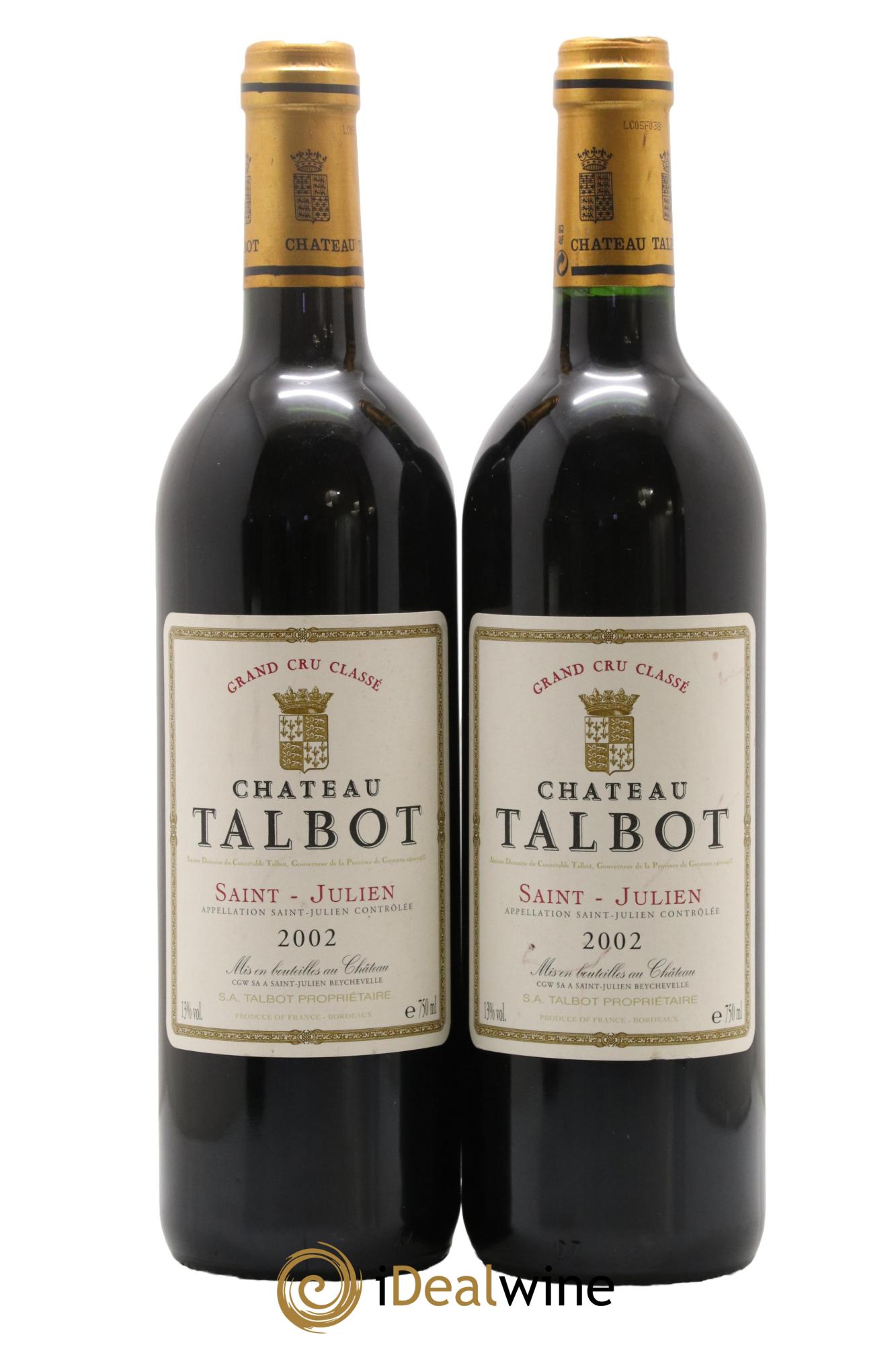 Château Talbot 4ème Grand Cru Classé 2002 - Lot de 2 bouteilles - 0