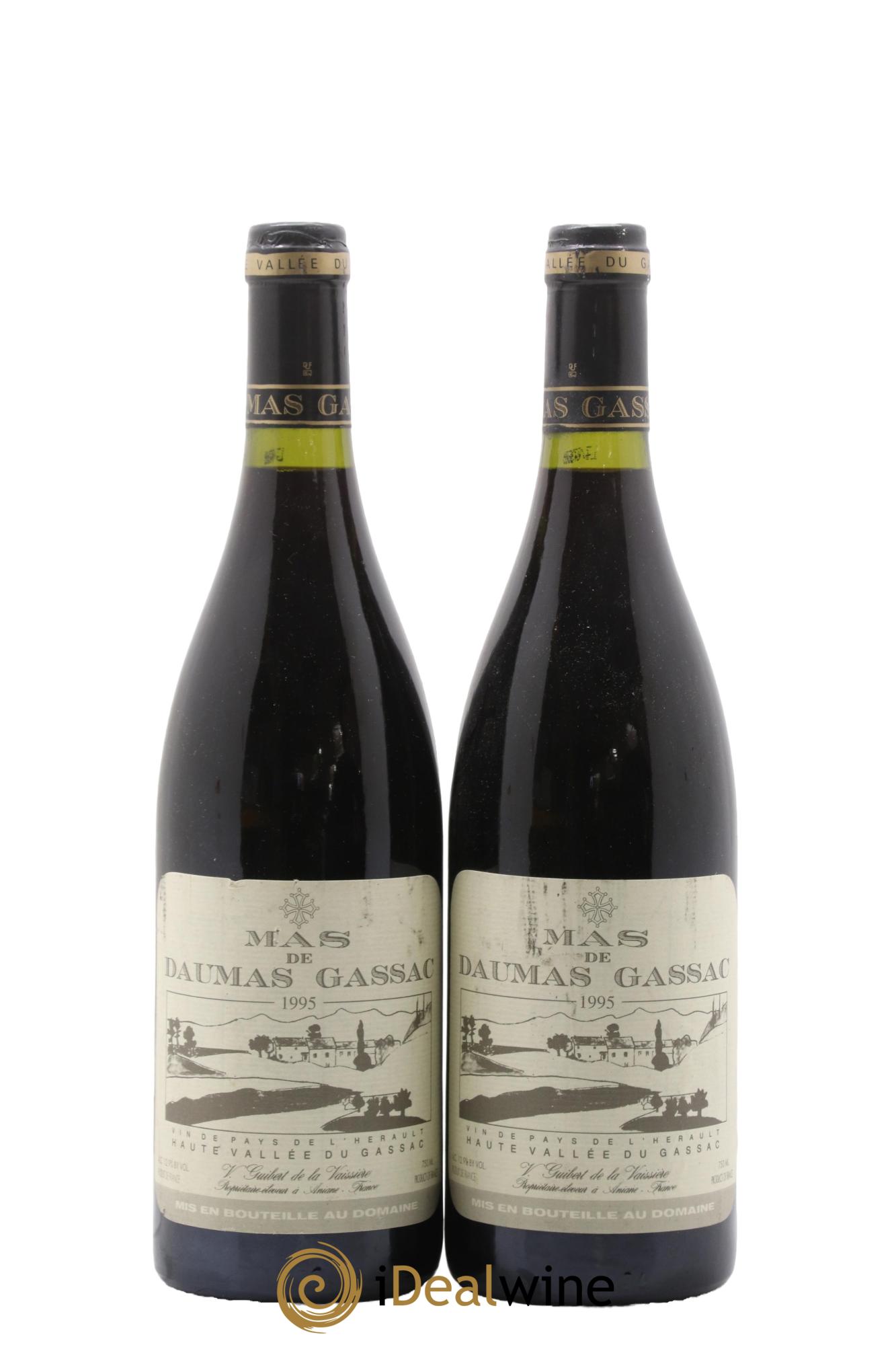 IGP St Guilhem-le-Désert - Cité d'Aniane Mas Daumas Gassac Famille Guibert de La Vaissière 1995 - Lot of 2 bottles - 0