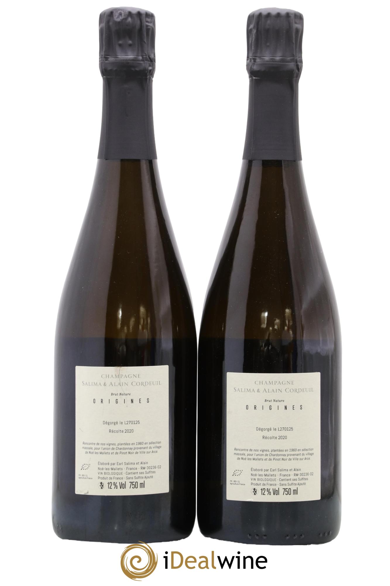 Brut Nature Origines Salima & Alain Cordeuil 2020 - Lotto di 2 bottiglie - 1
