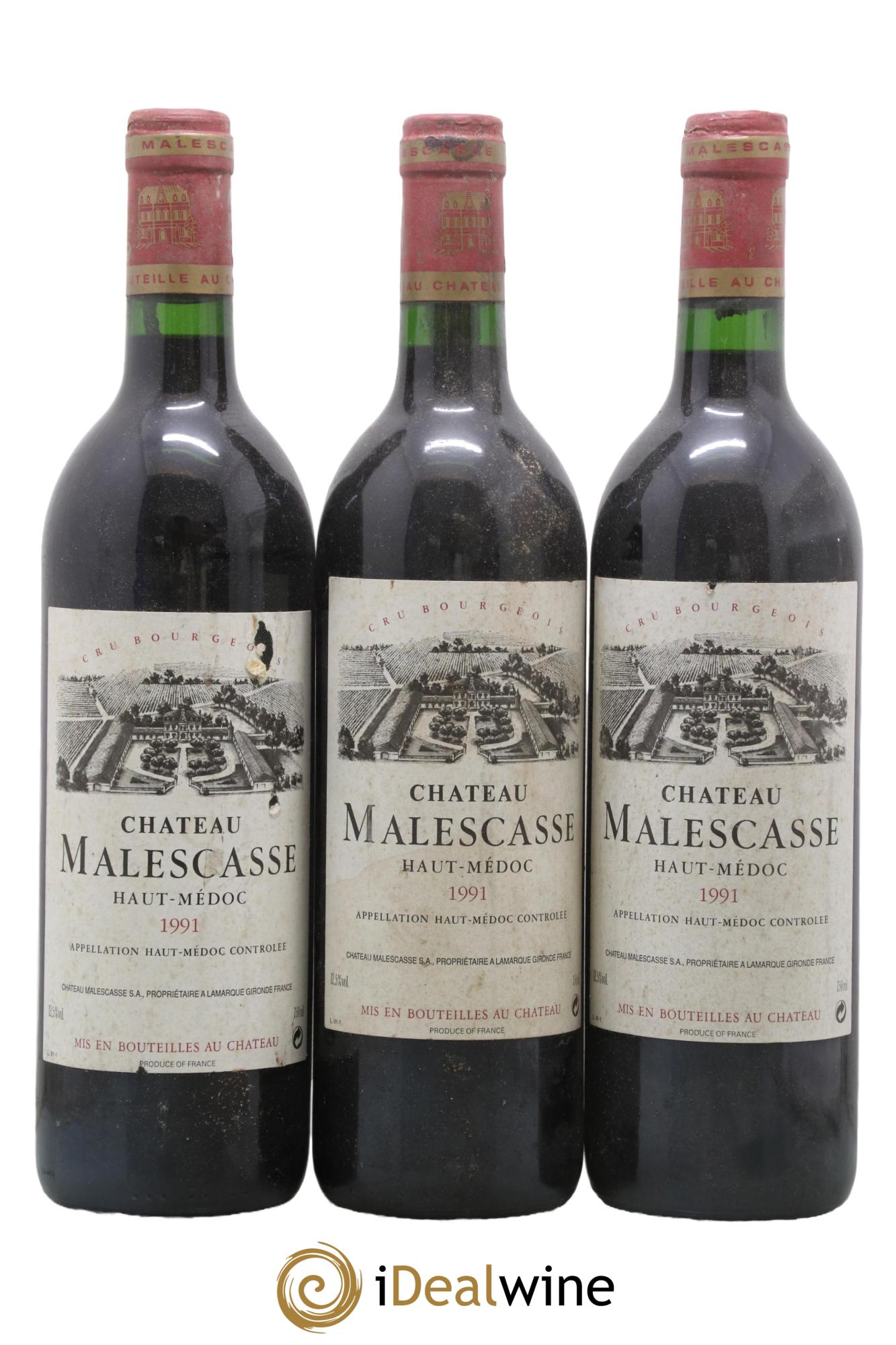 Château Malescasse Cru Bourgeois Exceptionnel 1991 - Lotto di 3 bottiglie - 0