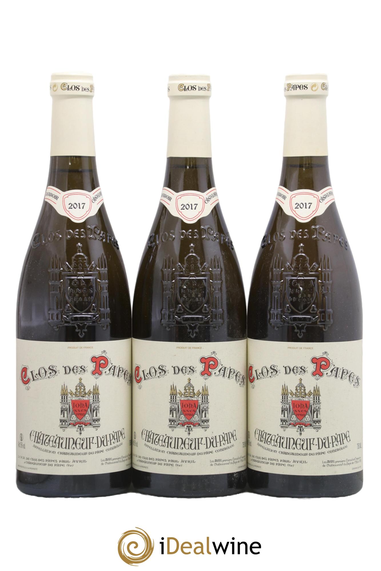 Châteauneuf-du-Pape Clos des Papes - Paul Avril 2017 - Lotto di 3 bottiglie - 0