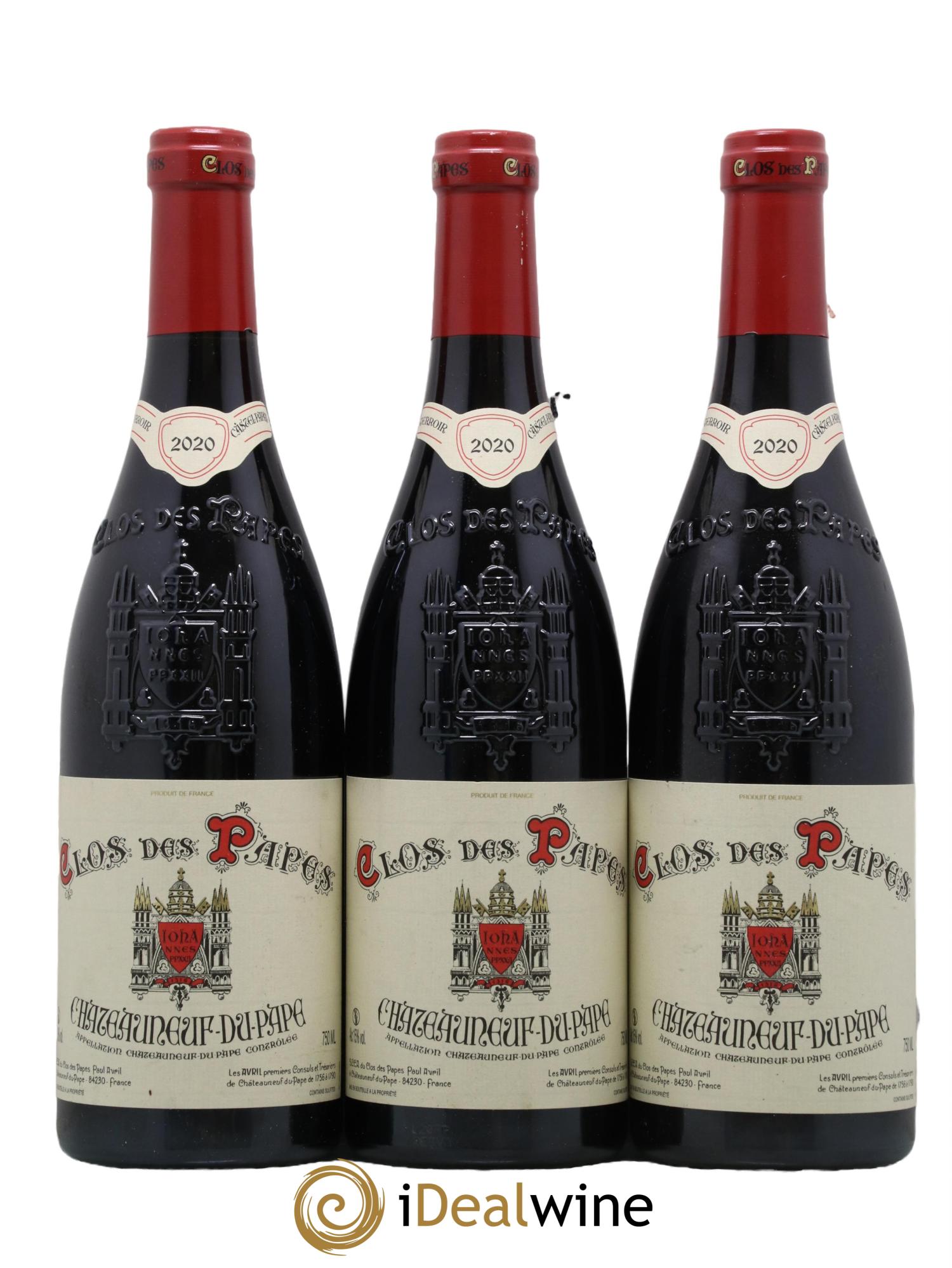 Châteauneuf-du-Pape Clos des Papes - Paul Avril 2020 - Lot de 3 bouteilles - 0