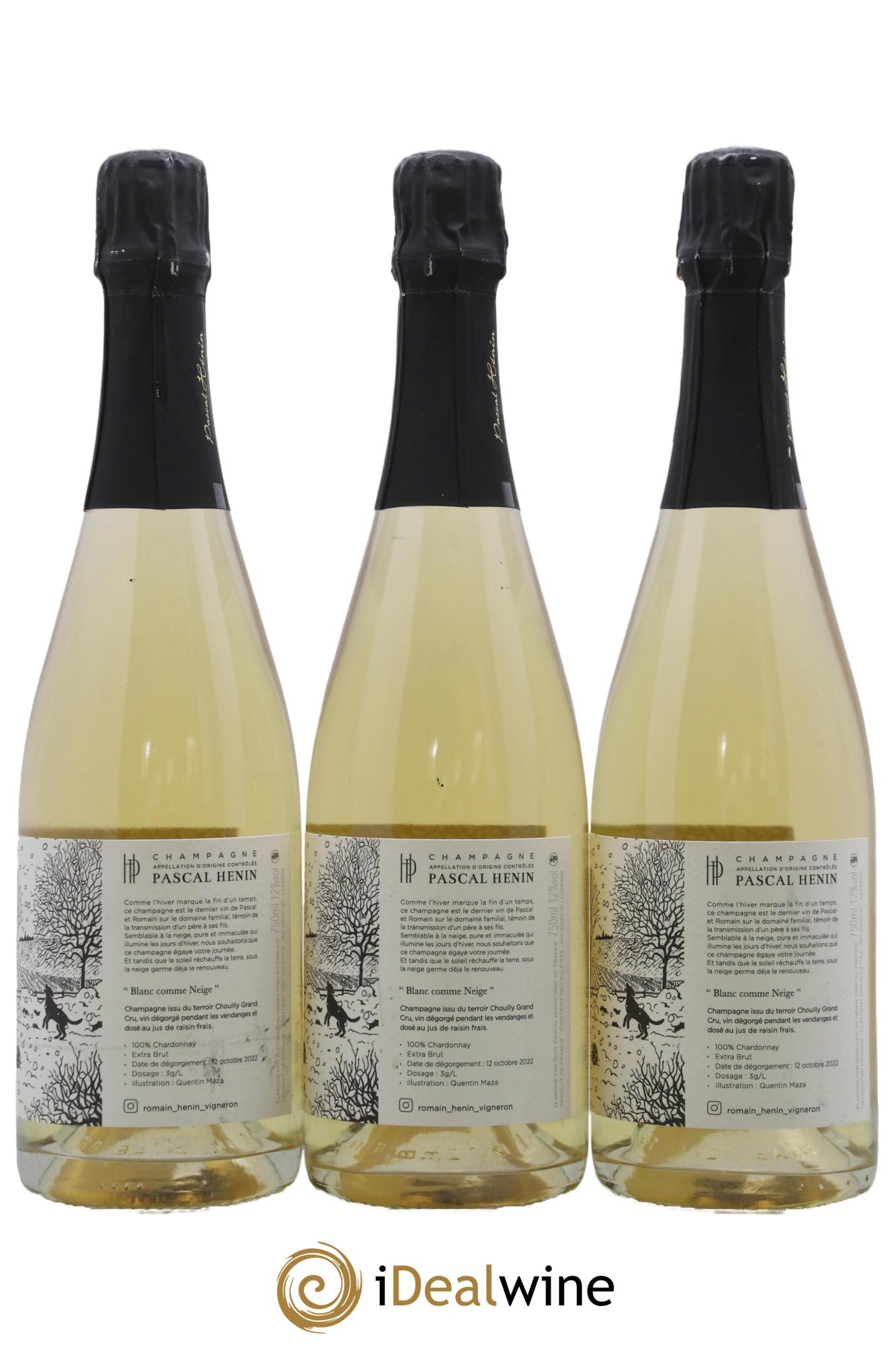 Blanc Comme Neige Pascal Henin - Romain Henin - Lot of 3 bottles - 1