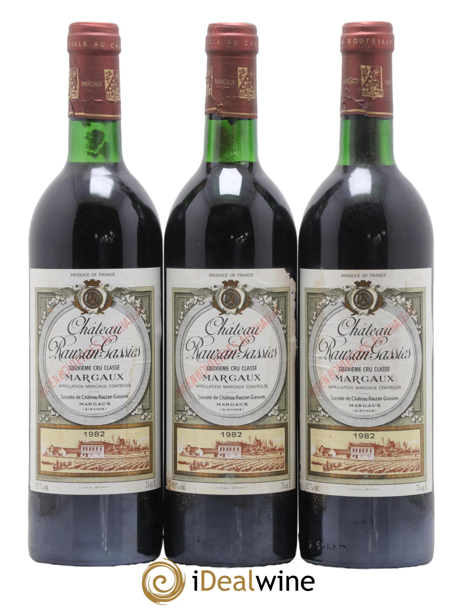 Château Rauzan-Gassies 2ème Grand Cru Classé 1982 - Lot de 6 bouteilles - 1