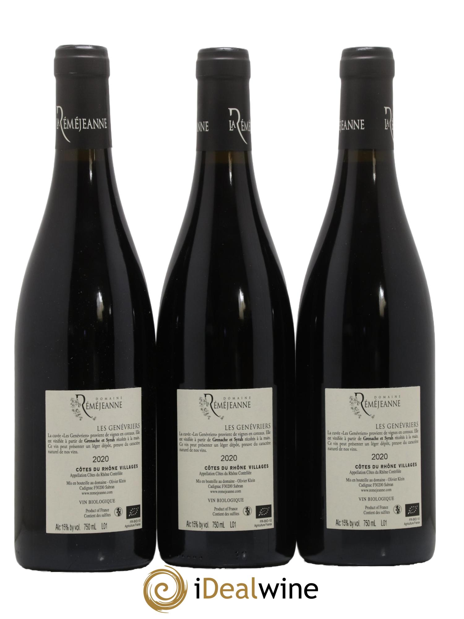 Côtes-du-Rhône Les Genévriers La Réméjeanne 2020 - Lot de 3 bouteilles - 1
