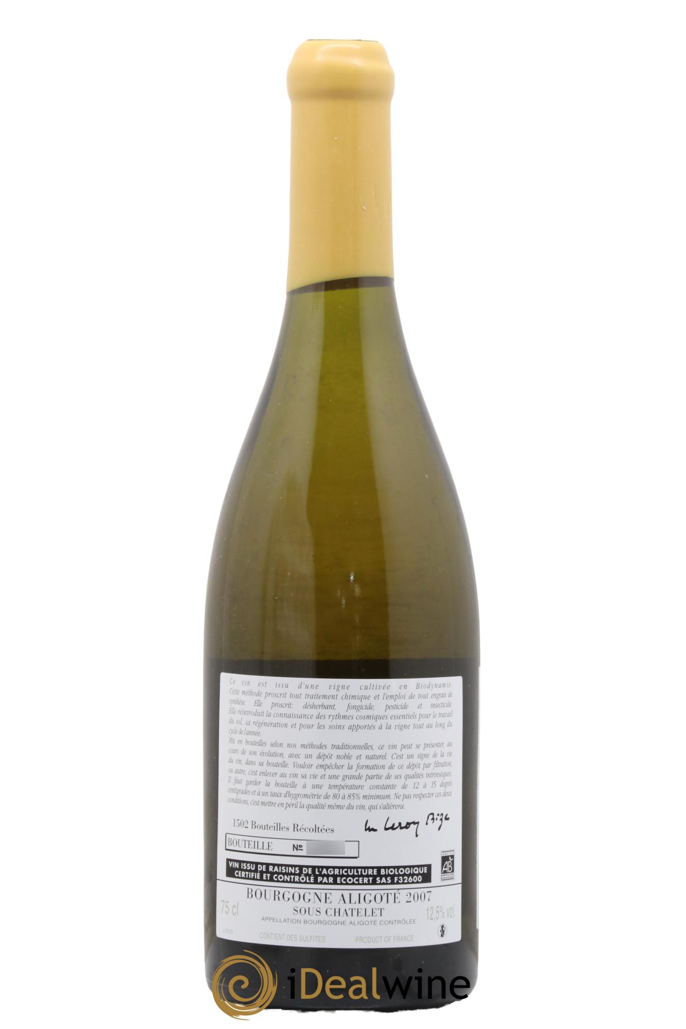 Bourgogne Aligoté Sous Chatelet d'Auvenay (Domaine) 2007 - Lot of 1 bottle - 1
