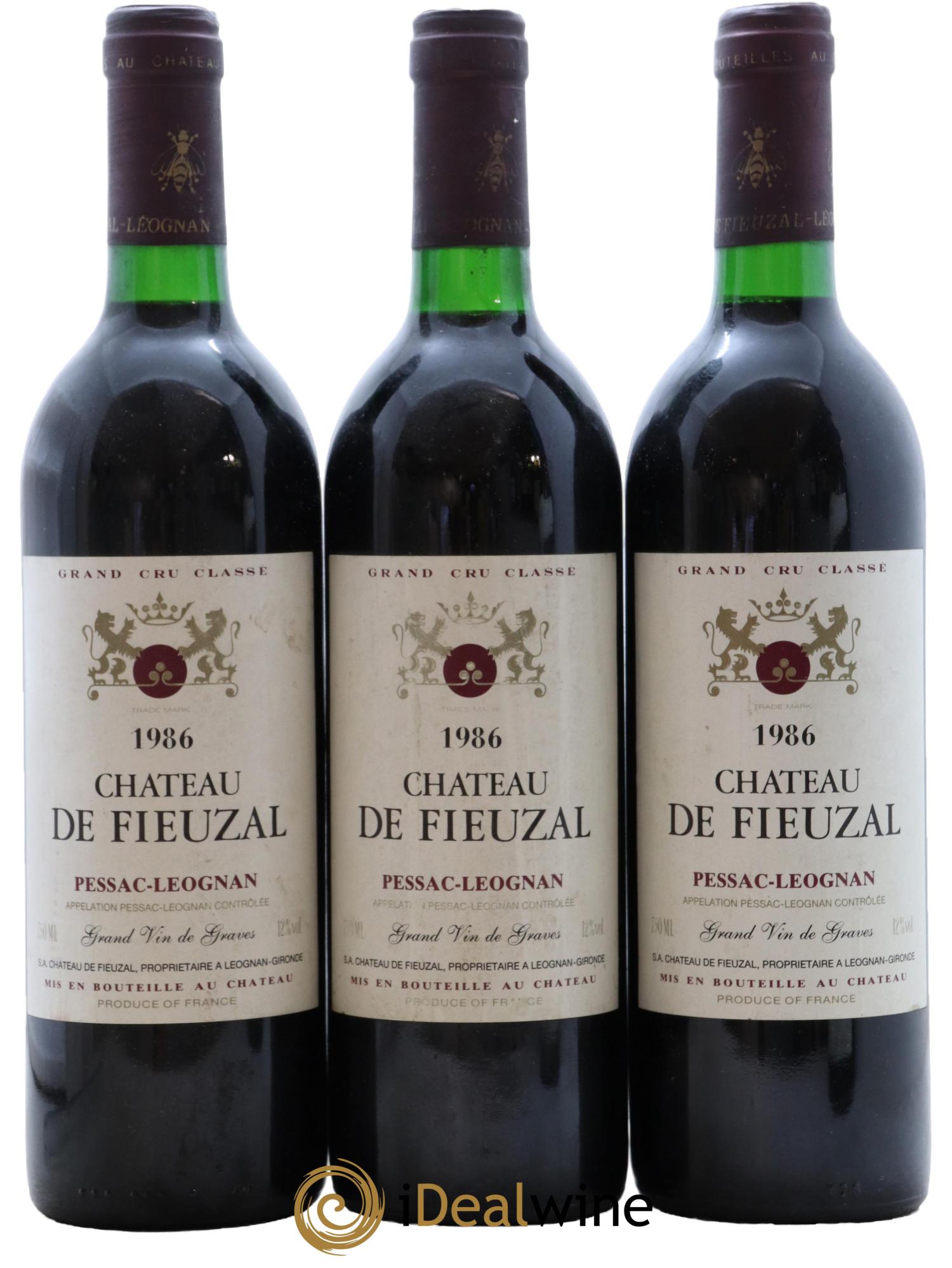 Château de Fieuzal Cru Classé de Graves 1986 - Lot de 3 bouteilles - 0