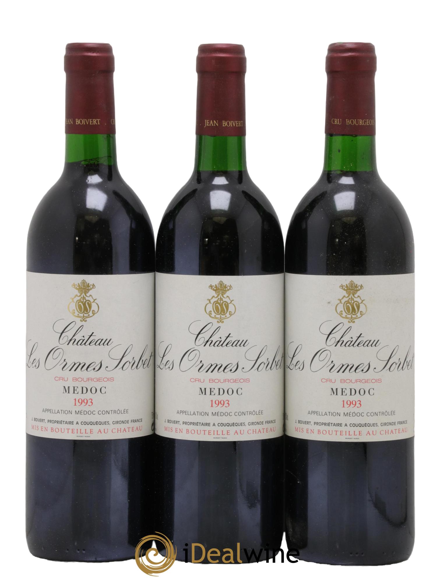 Château les Ormes Sorbet Cru Bourgeois 1993 - Lot de 3 bouteilles - 0