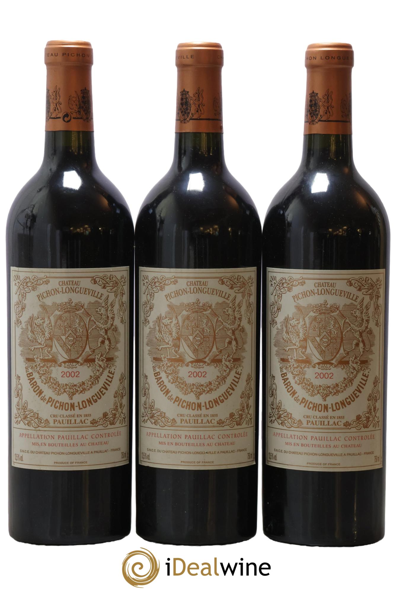 Pichon Longueville Baron 2ème Grand Cru Classé 2002 - Lot de 3 bouteilles - 0
