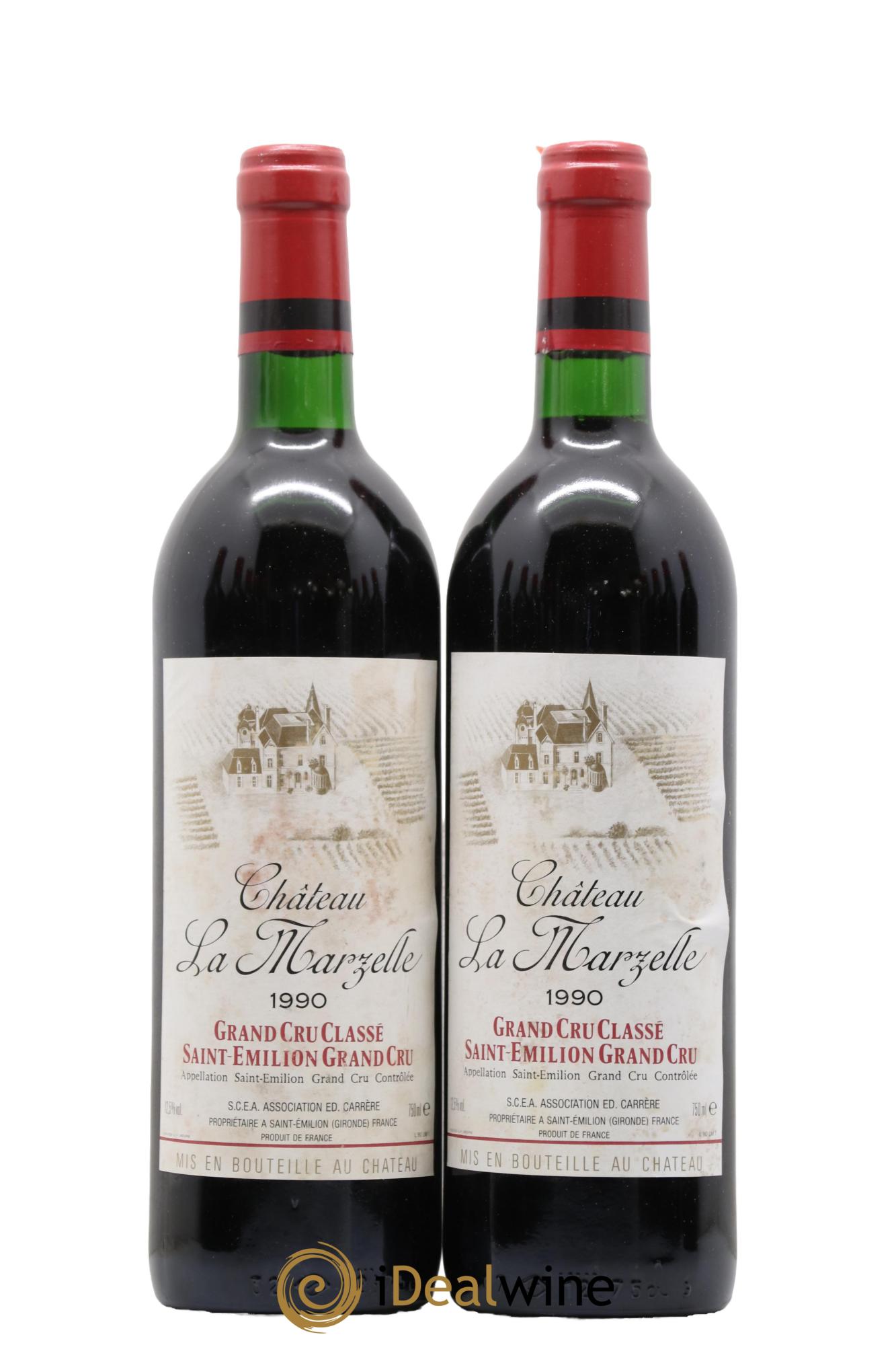 Château La Marzelle Grand Cru Classé 1990 - Lot de 2 bouteilles - 0