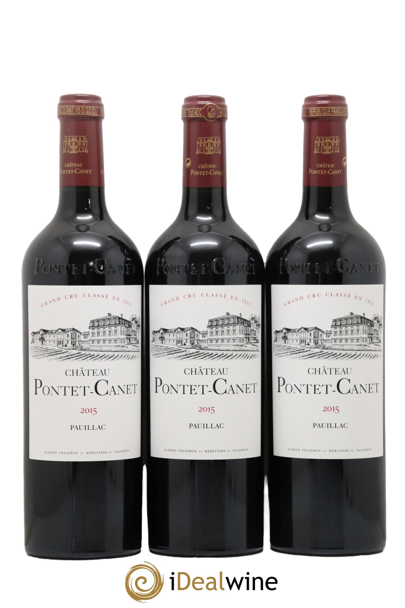 Château Pontet Canet 5ème Grand Cru Classé 2015 - Lot de 3 bouteilles - 0