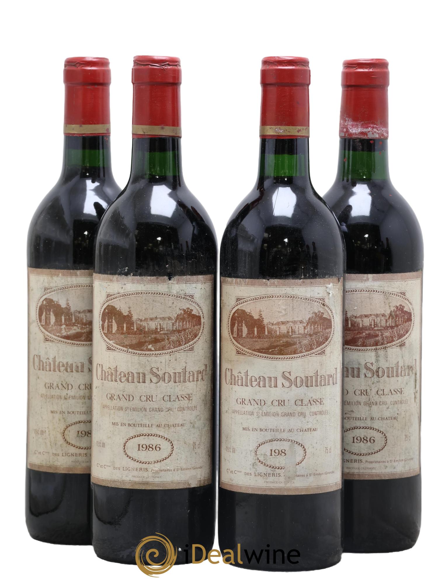 Château Soutard Grand Cru Classé 1986 - Lot de 4 bouteilles - 0