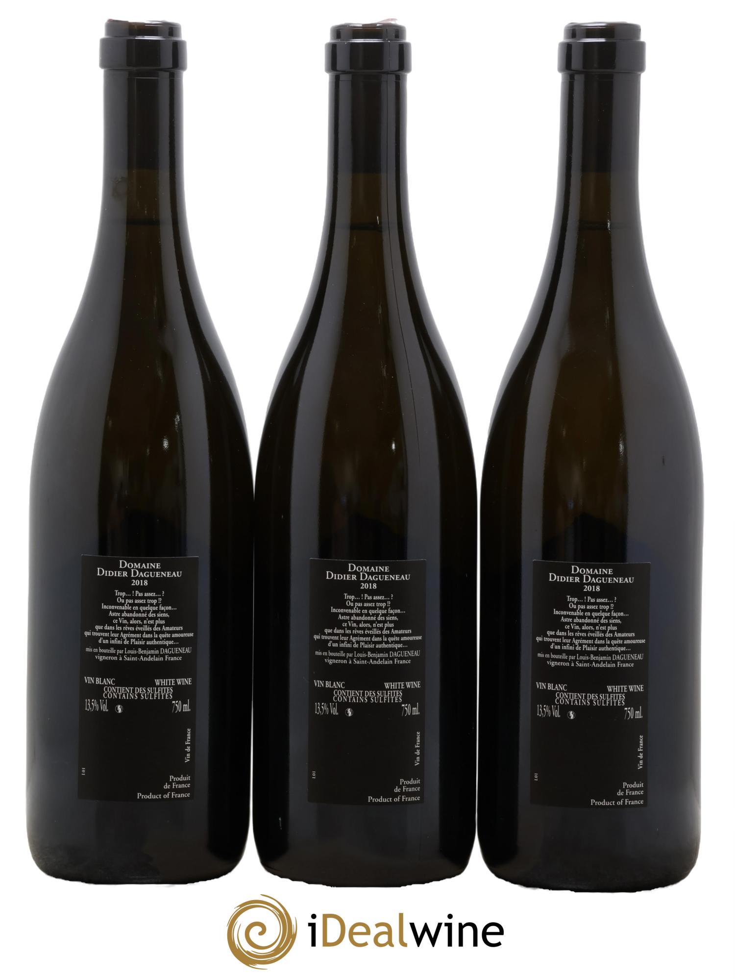 Vin de France (anciennement Pouilly-Fumé) Silex Dagueneau (Domaine Didier - Louis-Benjamin) 2018 - Lot of 3 bottles - 1
