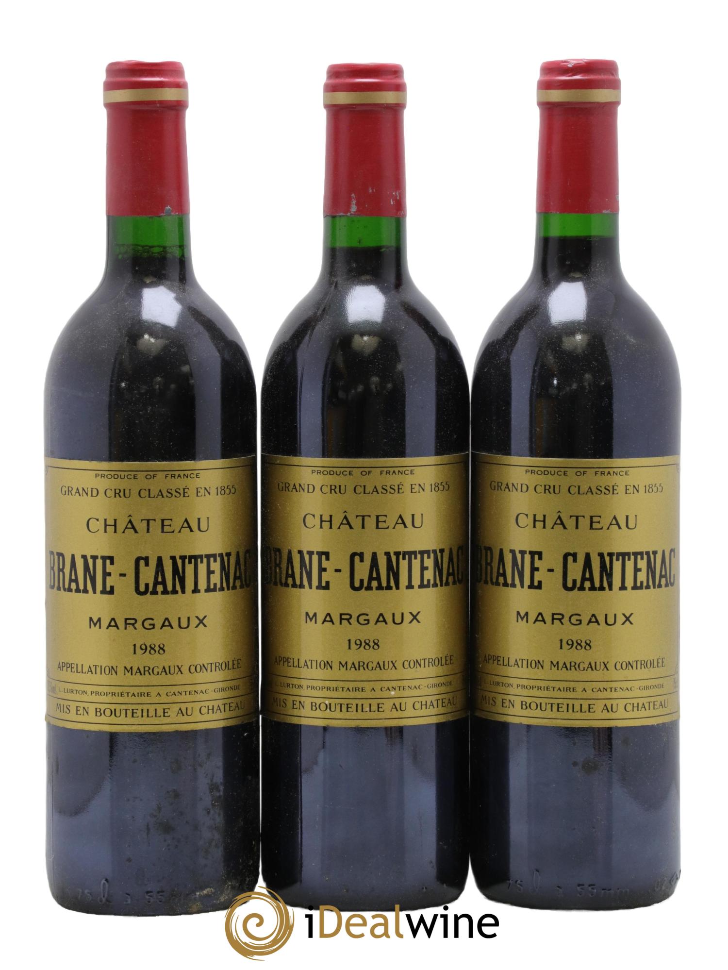 Château Brane Cantenac 2ème Grand Cru Classé 1988 - Lot de 3 bouteilles - 0