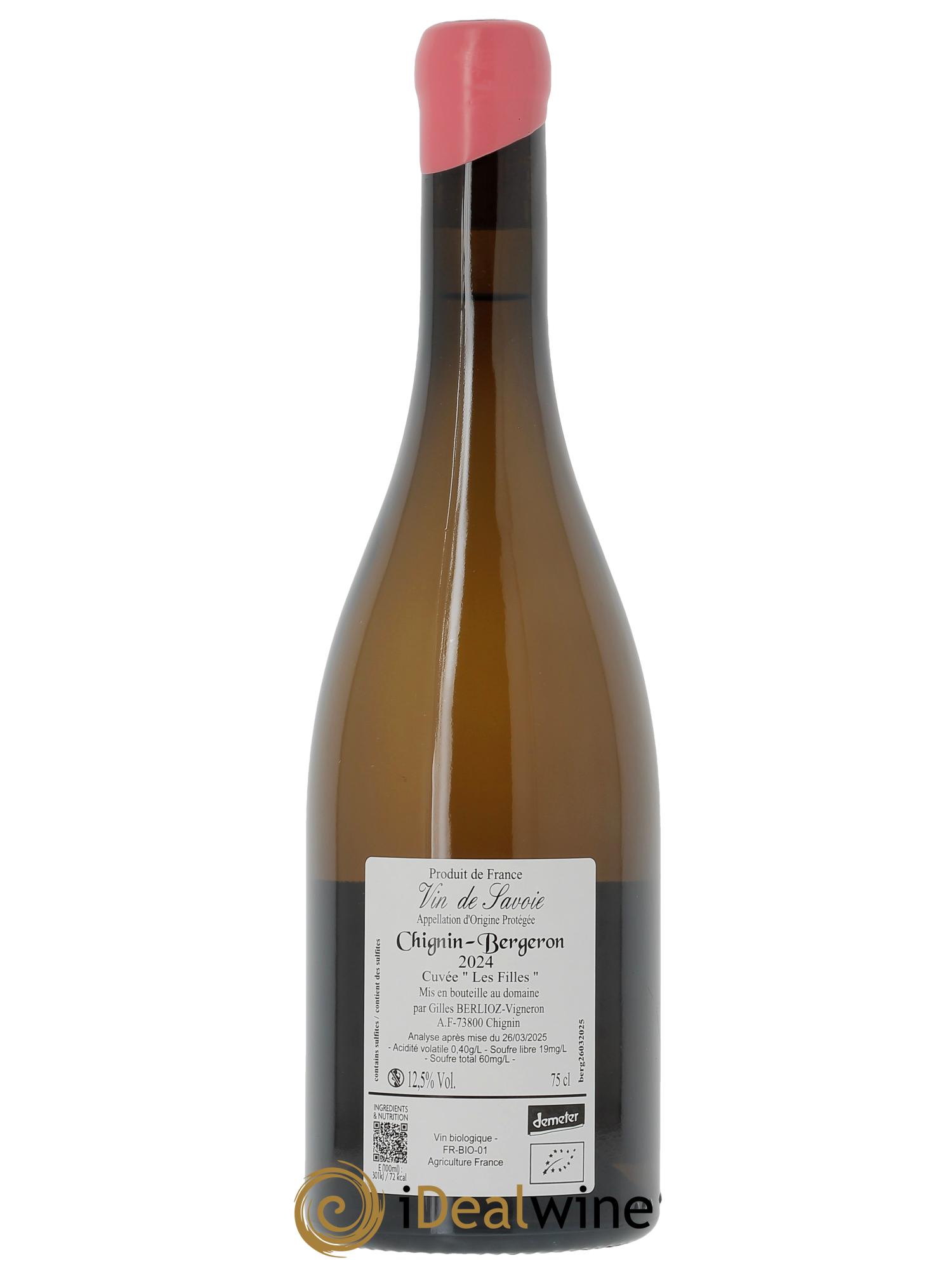 Vin de Savoie Chignin-Bergeron Les Filles Gilles Berlioz  2024 - Lot de 1 bouteille - 1