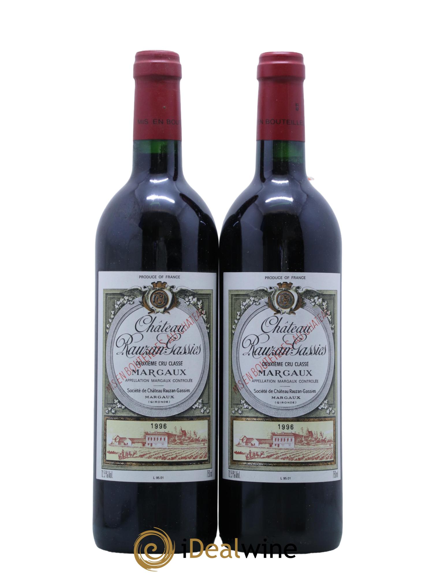 Château Rauzan-Gassies 2ème Grand Cru Classé 1996 - Posten von 2 Flaschen - 0