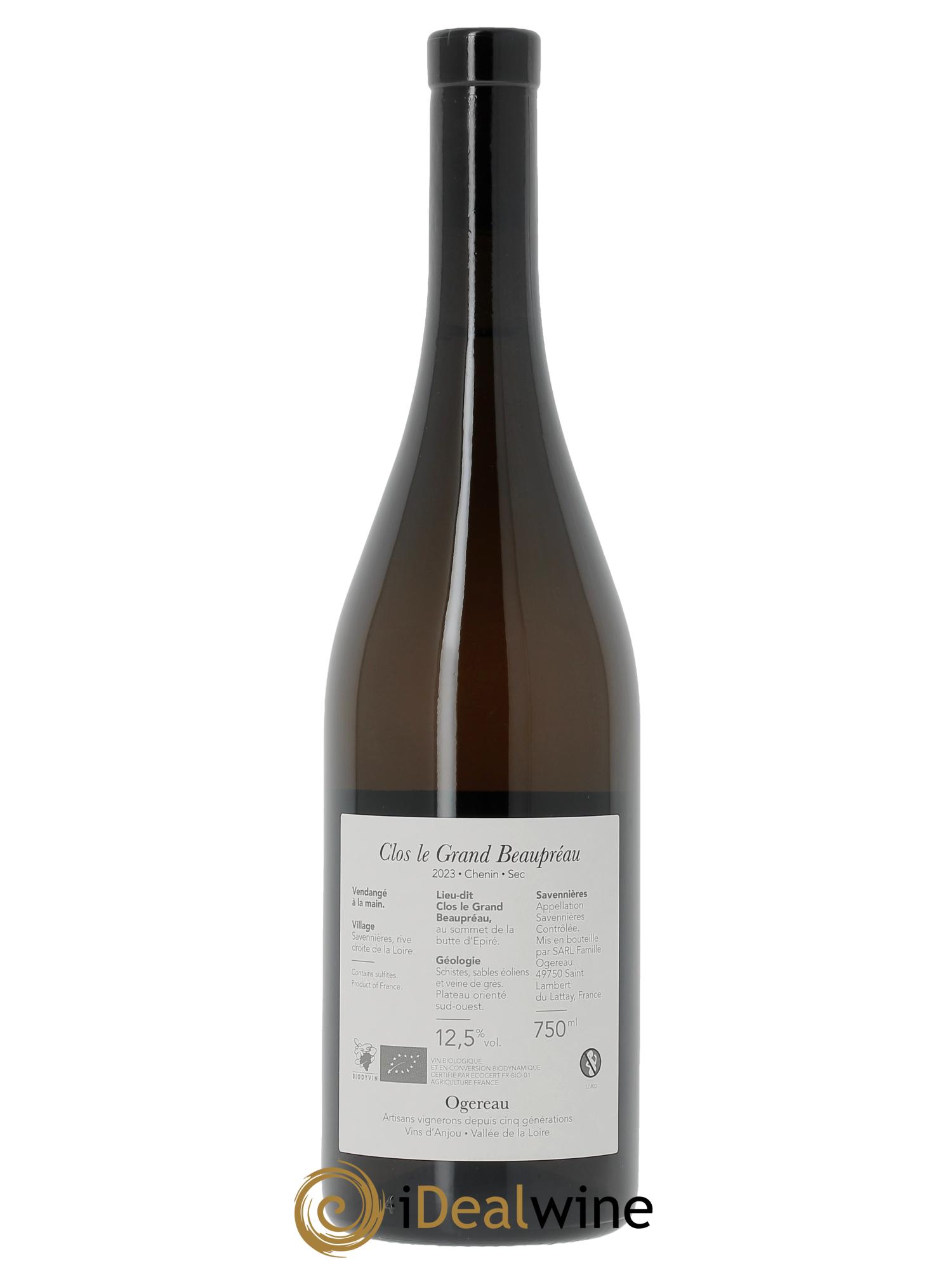 Savennières Clos le Grand Beaupréau Domaine Ogereau 2023 - Lot de 1 bouteille - 1