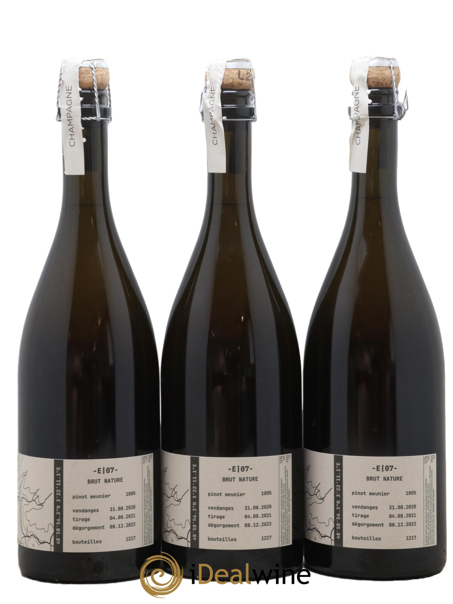 Champagne E 07 Brut Nature Exploration Tom Gauditiabois 2020 - Lot of 3 bottles - 1