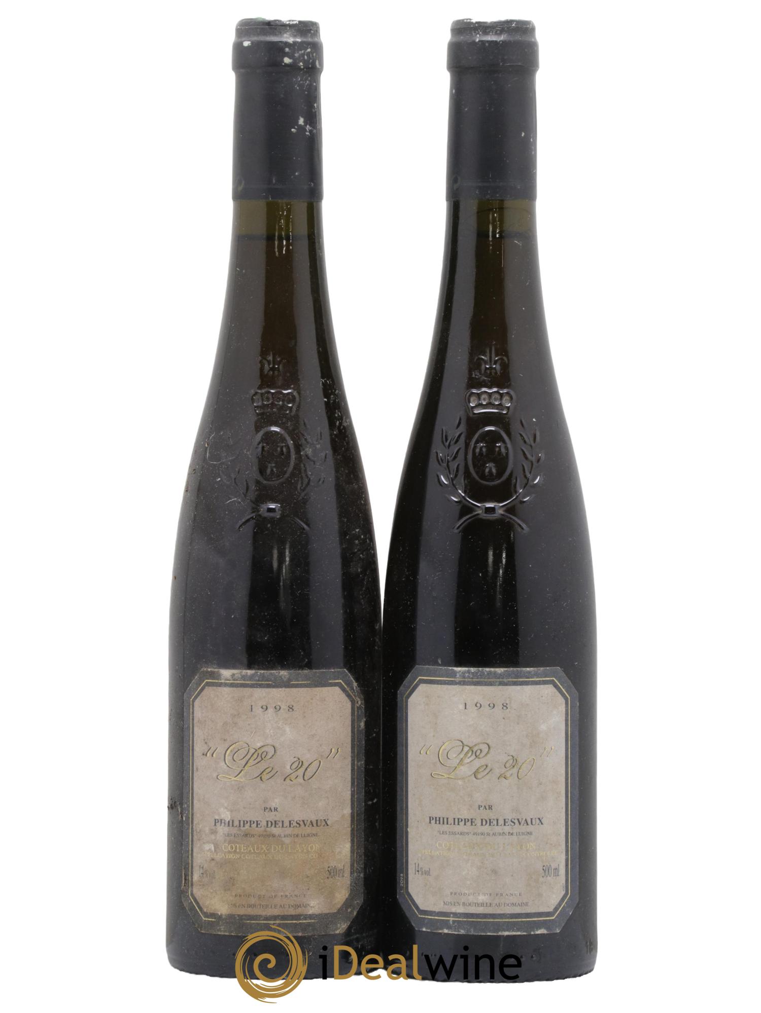 Coteaux du Layon Le 20 Delesvaux 1998 - Lot de 2 format 50cls - 0
