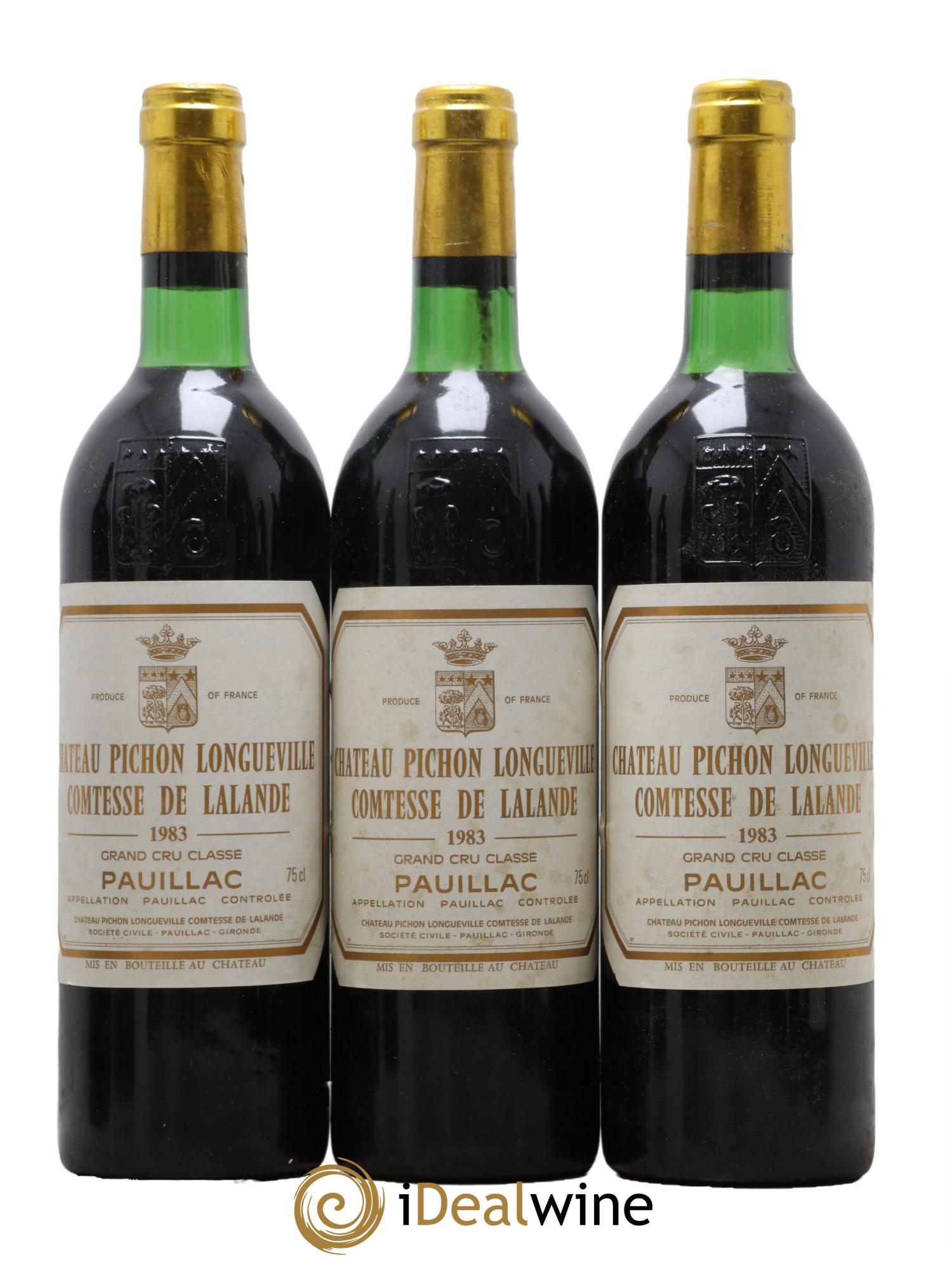 Château Pichon Longueville Comtesse de Lalande 2ème Grand Cru Classé 1983 - Lot de 3 bouteilles - 0