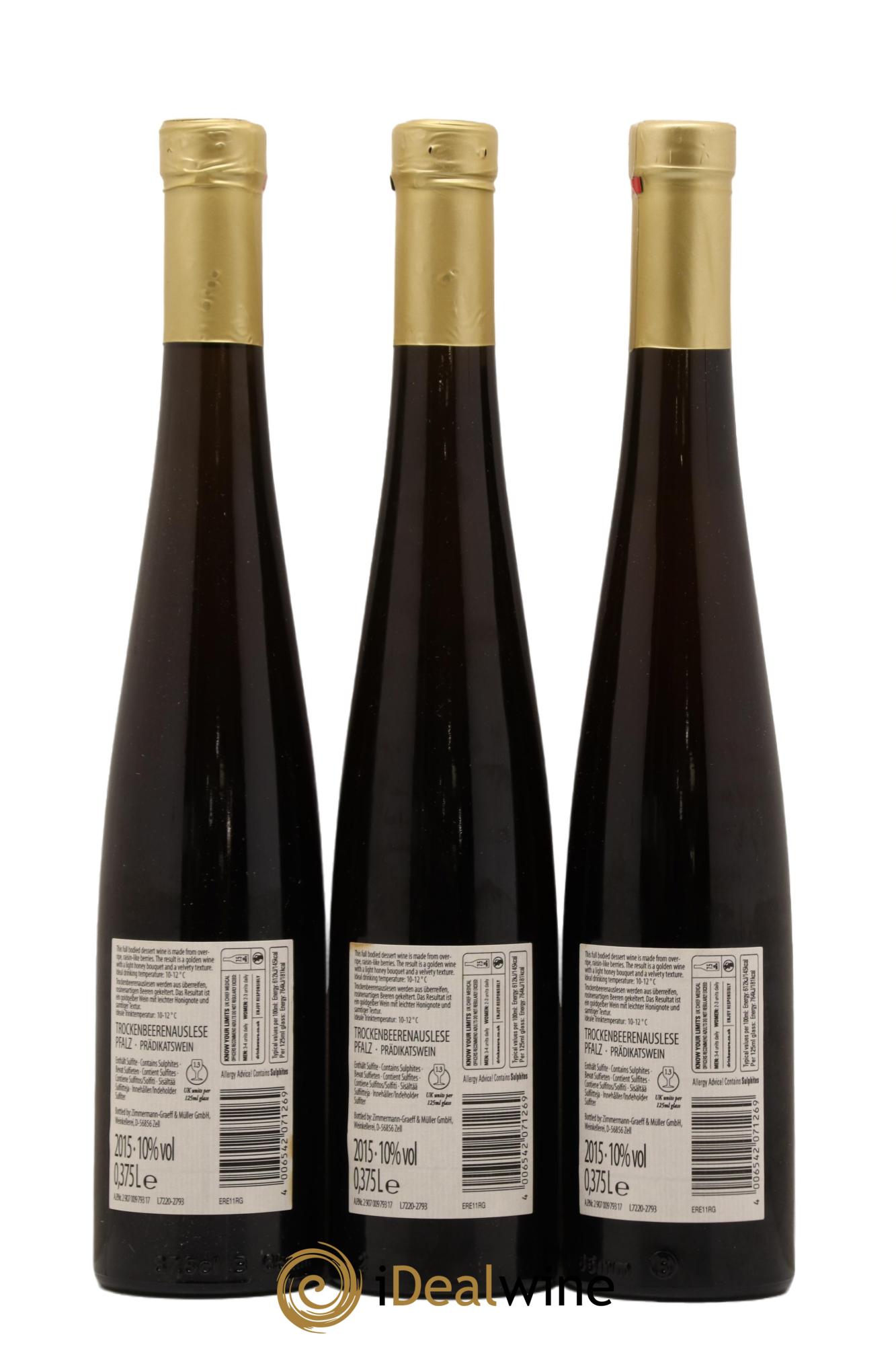 Allemagne Pfalz Trockenbeerenauslese Roman Graeff 2015 - Posten von 3 Demi-Flaschen - 1