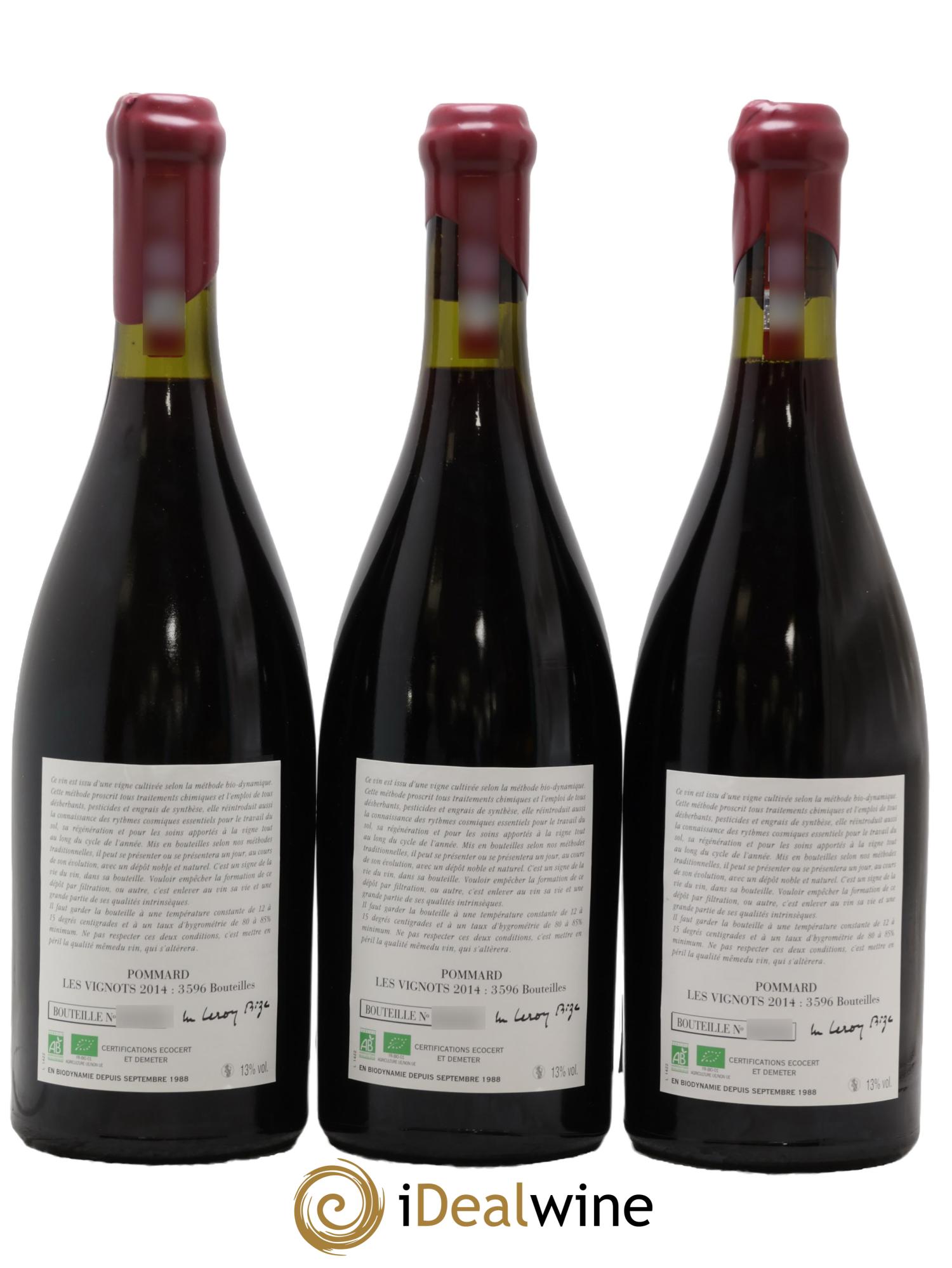 Pommard Les Vignots Leroy (Domaine) 2014 - Lotto di 3 bottiglie - 1