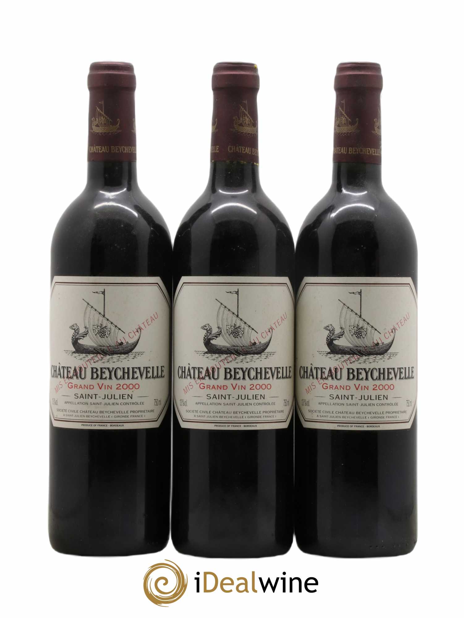 Château Beychevelle 4ème Grand Cru Classé 2000 - Lot de 3 bouteilles - 0
