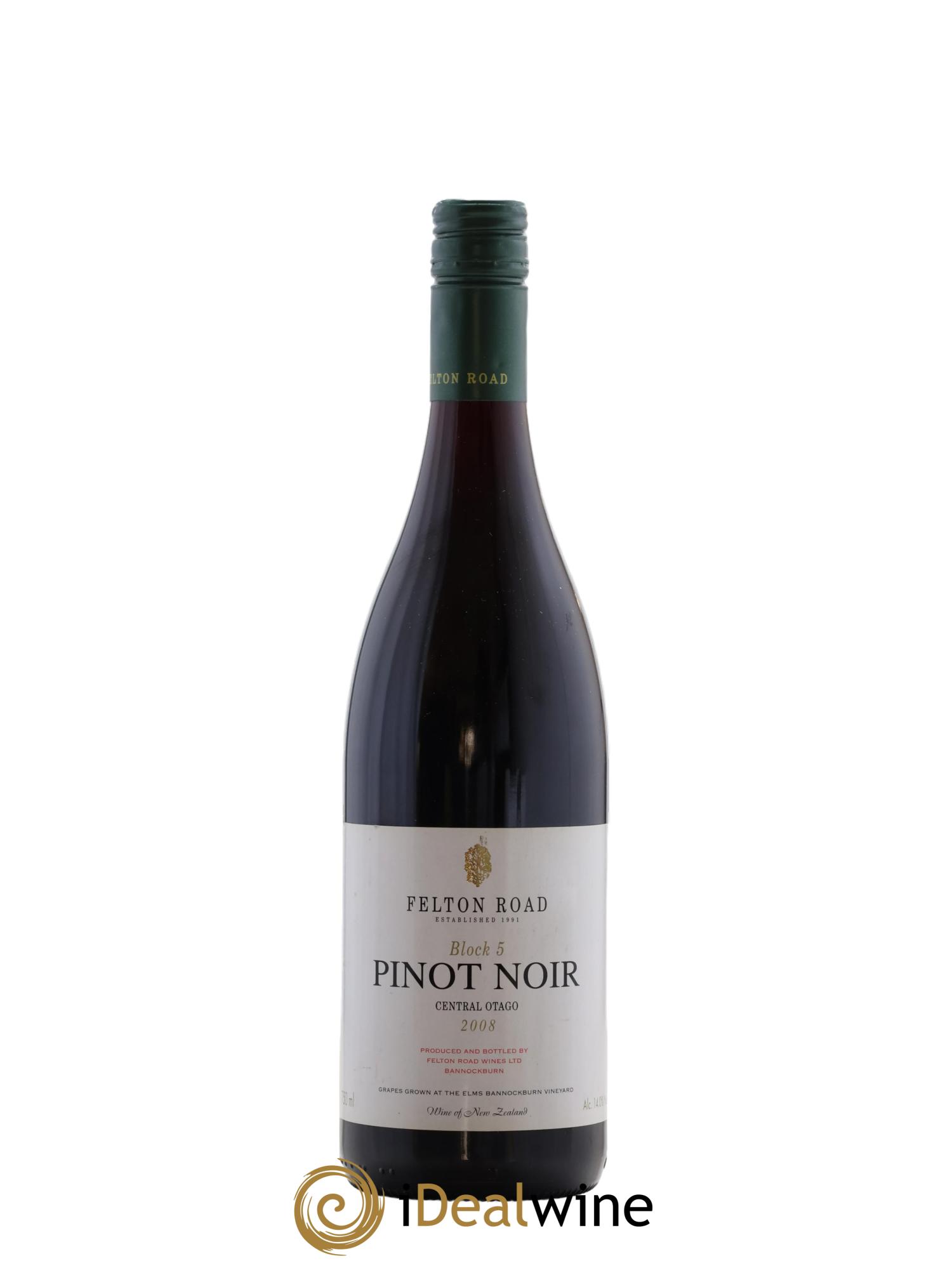 Central Otago Felton Road Block 5 Pinot Noir 2008 - Lot de 1 bouteille - 0