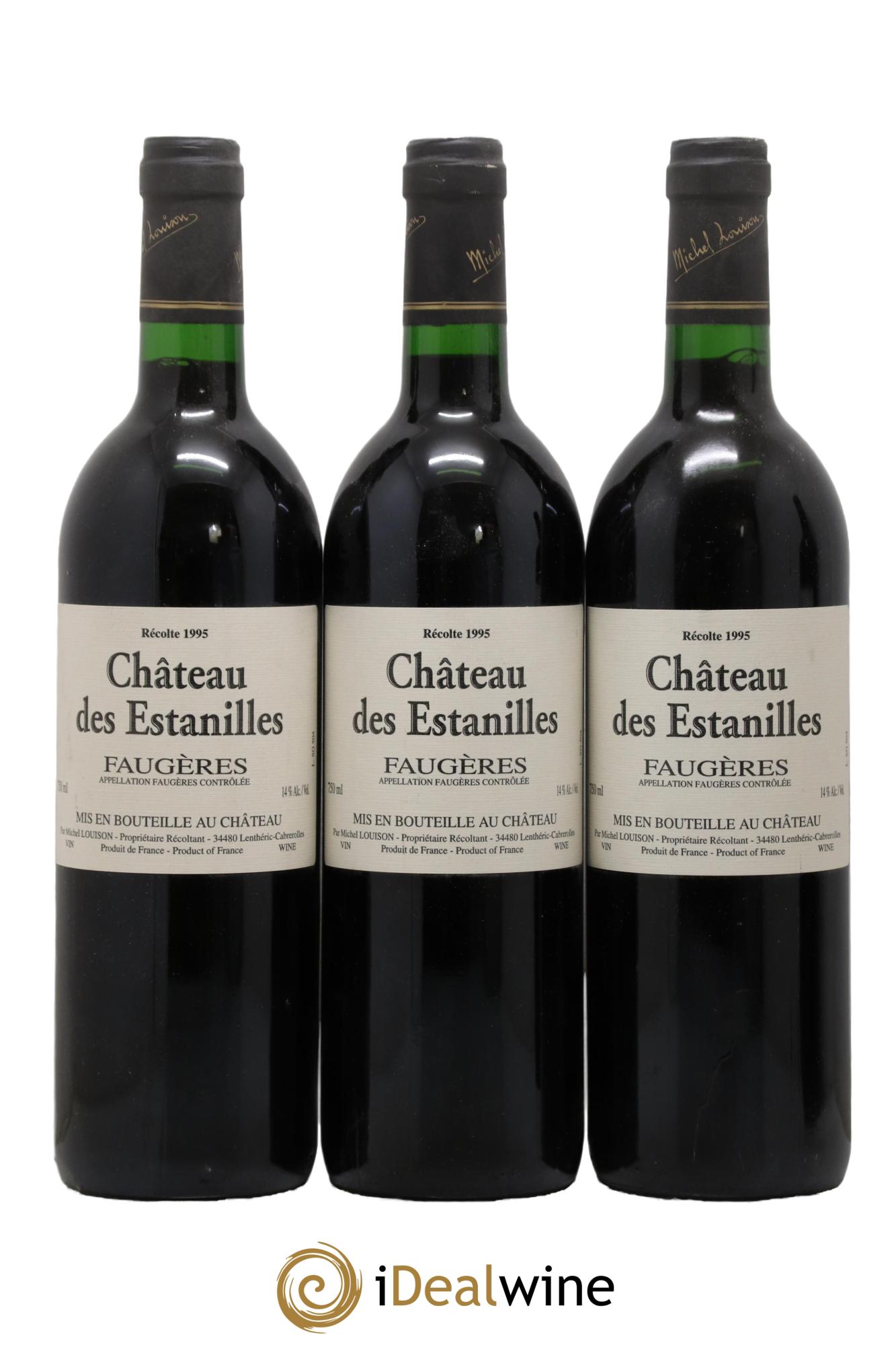 Faugères Château des Estanilles Tradition Michel Louison 1995 - Posten von 3 Flaschen - 0