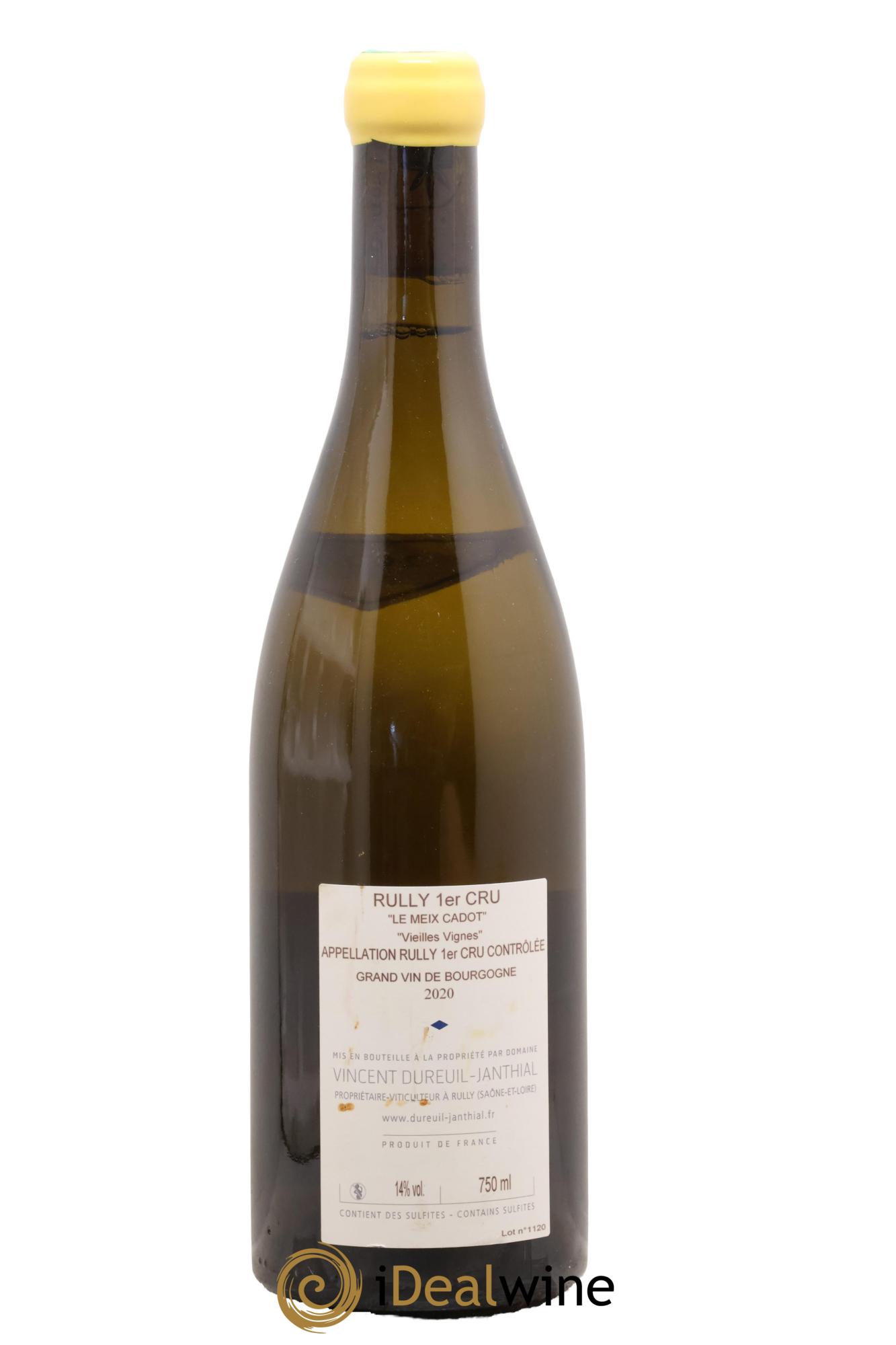 Rully 1er Cru Le Meix Cadot Vieilles Vignes Vincent Dureuil-Janthial 2020 - Lot de 1 bouteille - 1