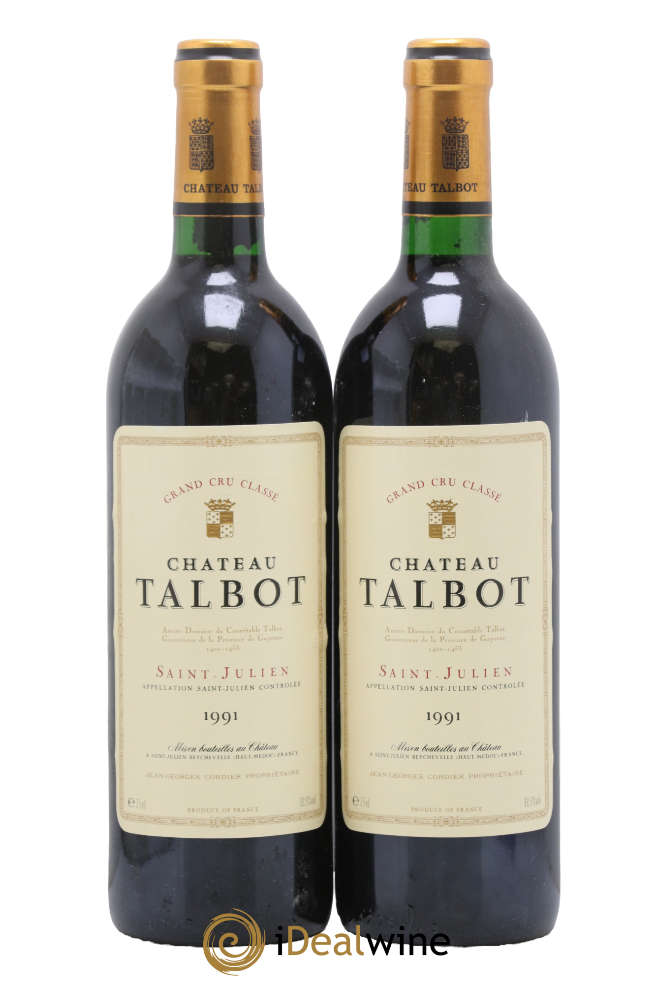 Château Talbot 4ème Grand Cru Classé 1991 - Lot of 2 bottles - 0