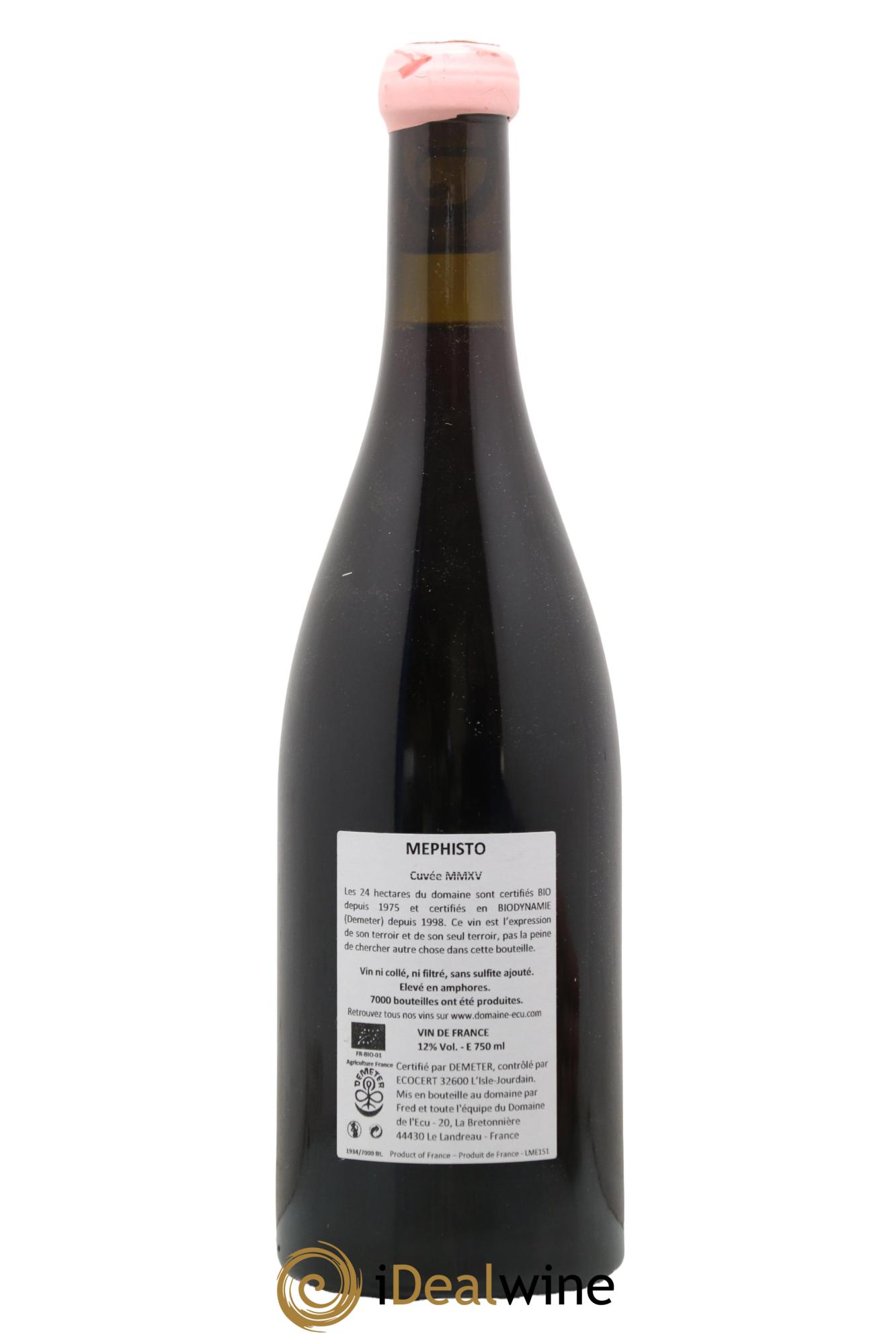 Vin de France Méphisto Domaine de L'Ecu 2015 - Lot de 1 bouteille - 1