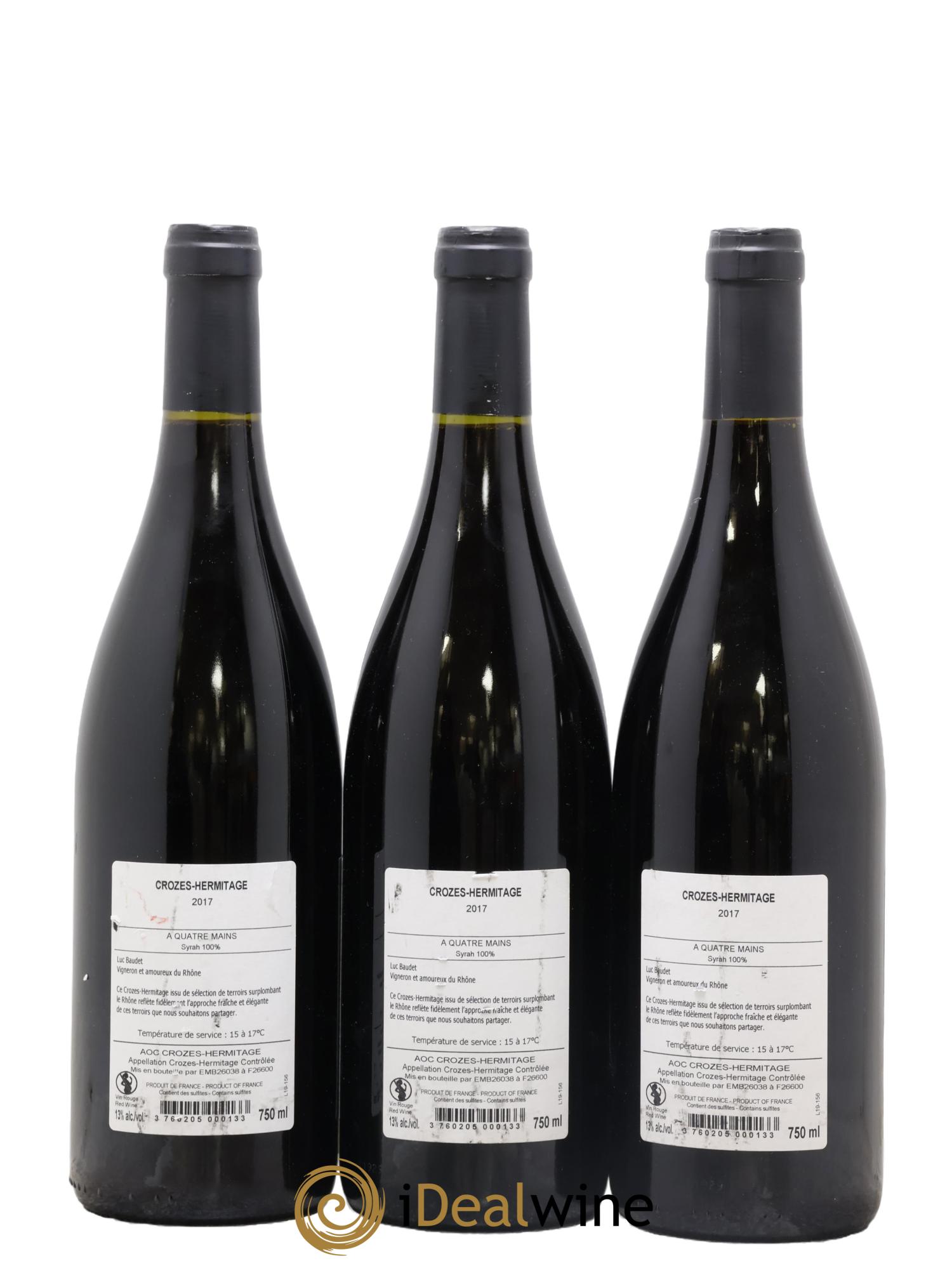 Crozes-Hermitage A Quatre Mains Luc Baudet 2017 - Posten von 3 Flaschen - 1