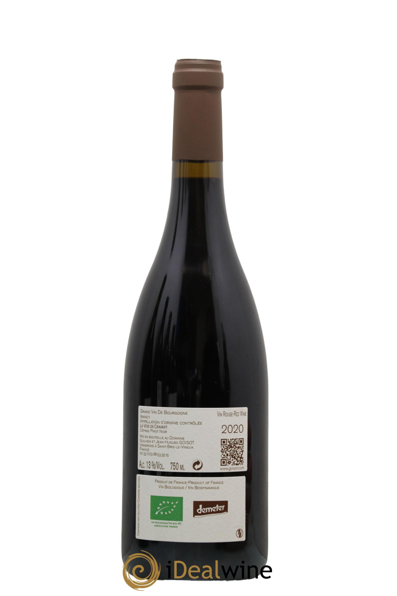 Irancy La Voie de Cravant Goisot 2020 - Lotto di 1 bottiglia - 1