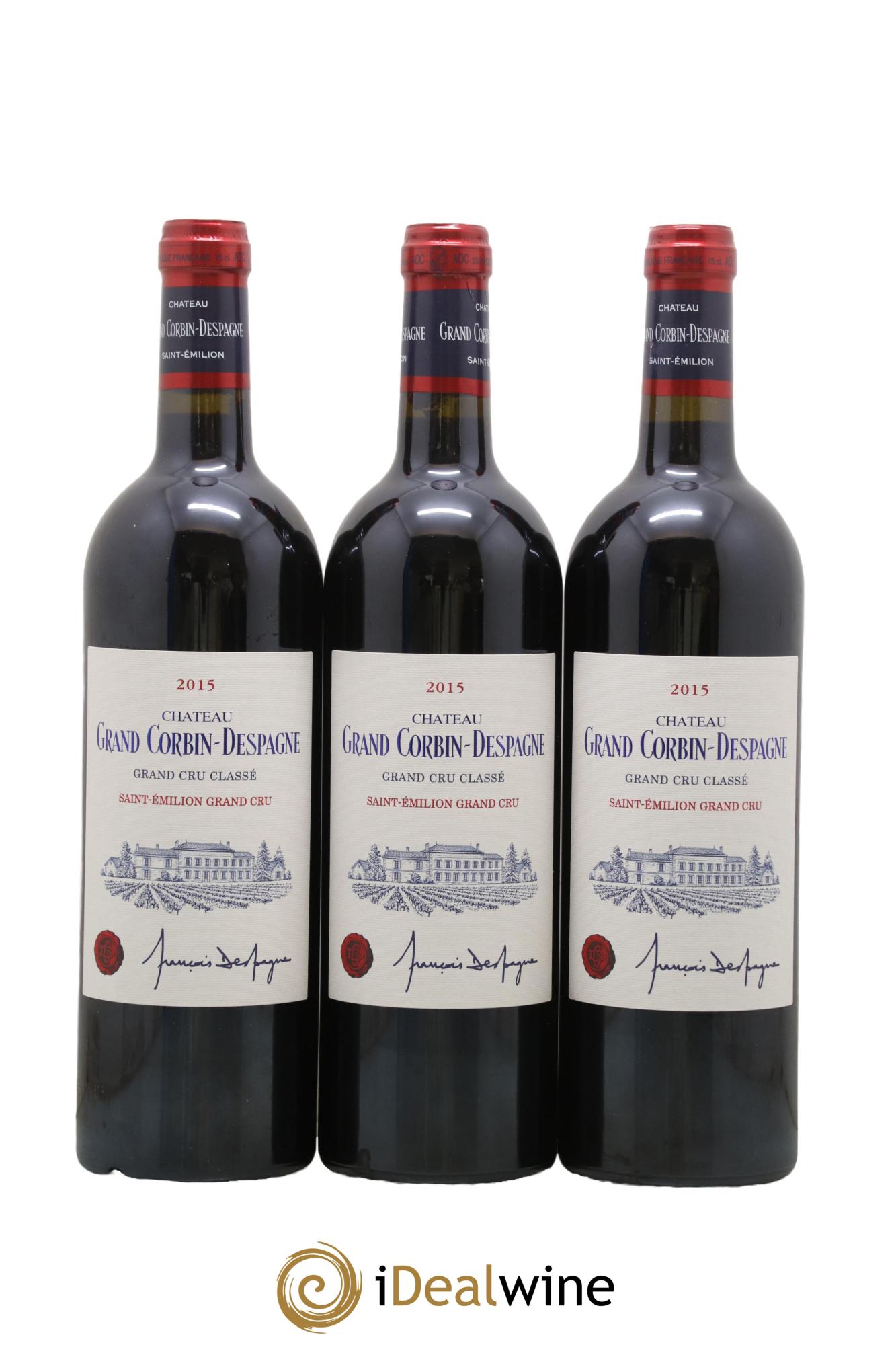 Château Grand Corbin Despagne Grand Cru Classé 2015 - Lot de 3 bouteilles - 0