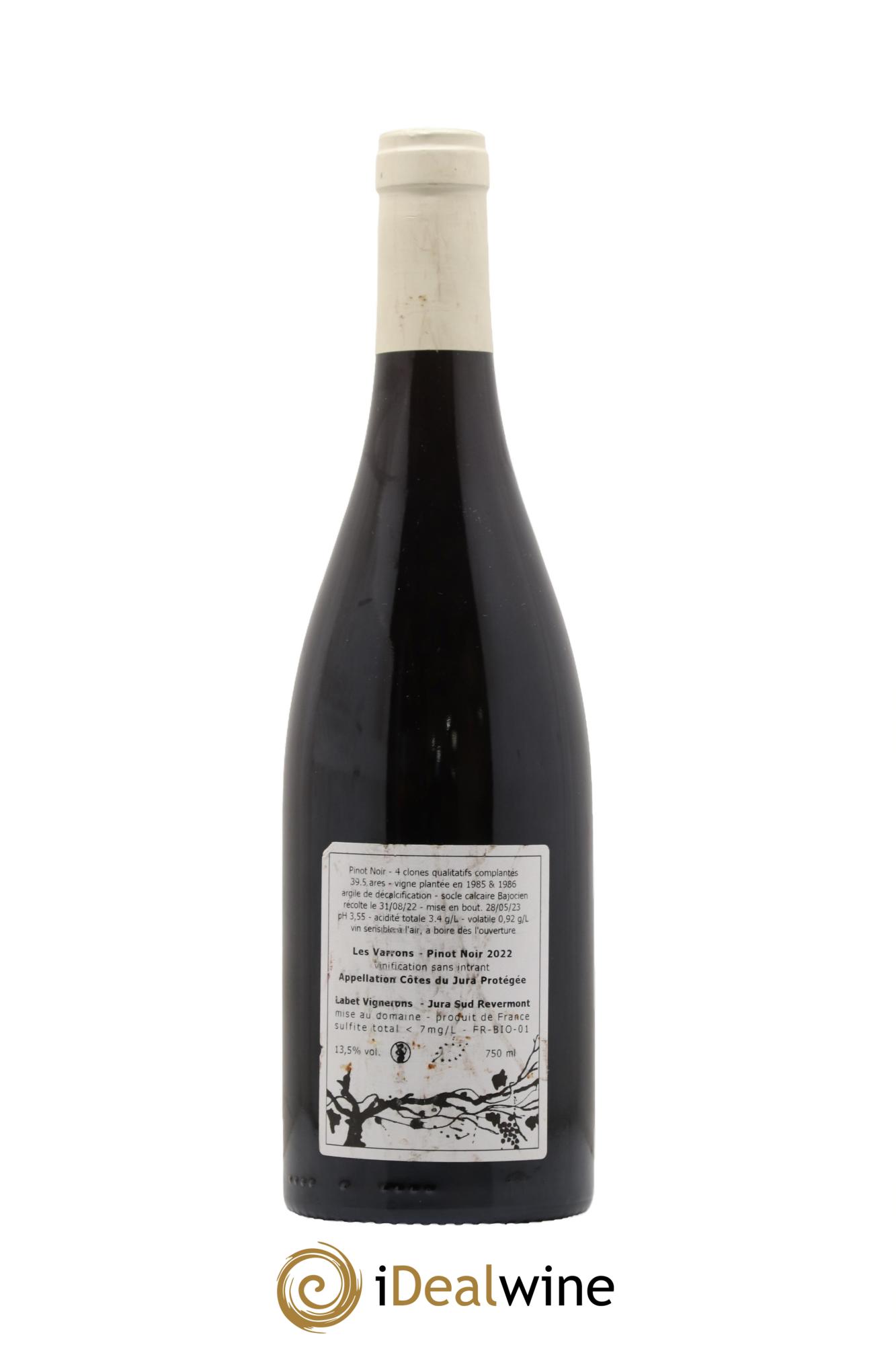Côtes du Jura Pinot Noir Les Varrons Sélection Massale Romain - Julien - Charline Labet 2022 - Lot de 1 bouteille - 1