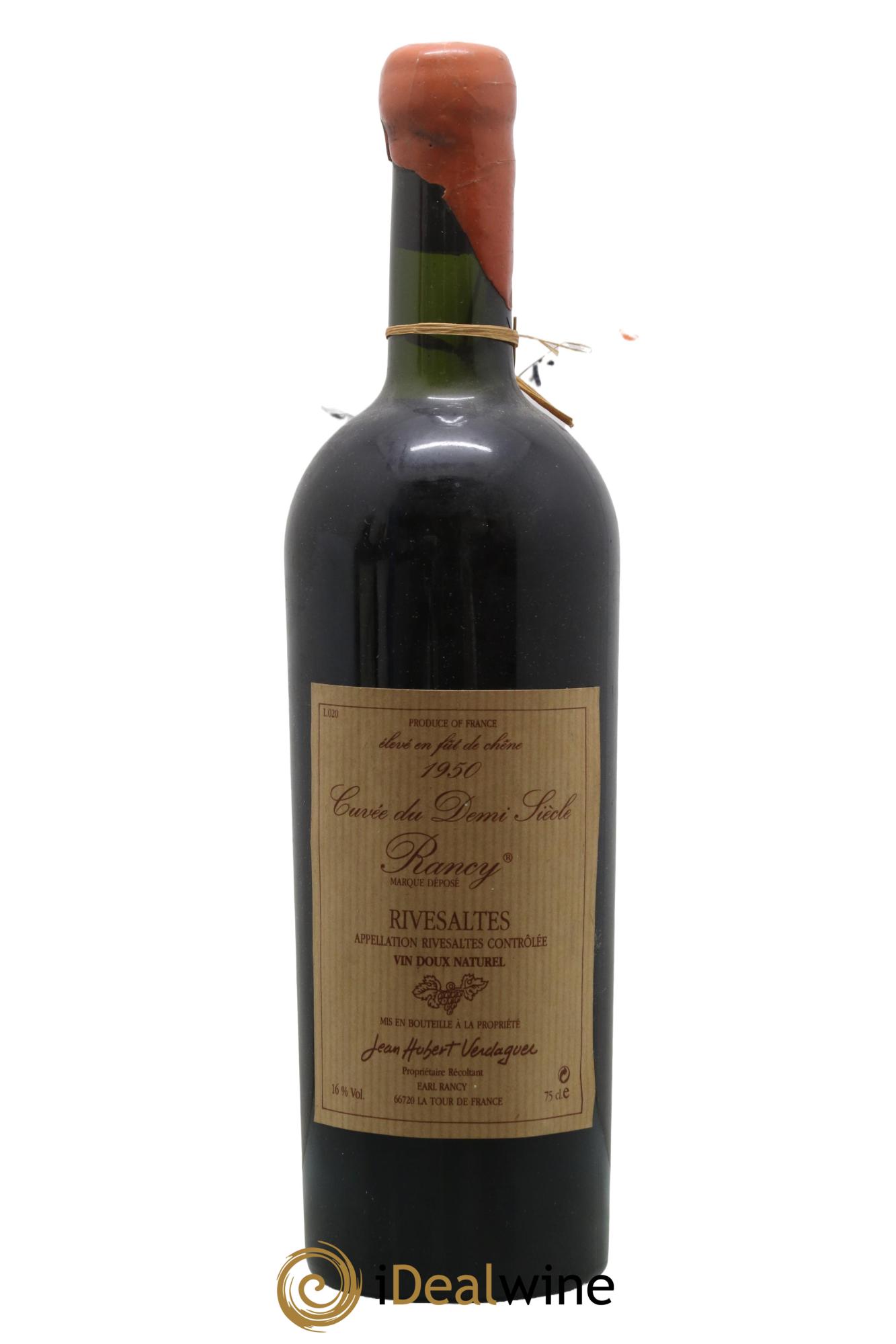 Rivesaltes Cuvée du Demi Siècle Domaine Rancy Jean Hubert Verdaguer 1950 - Lotto di 1 bottiglia - 0
