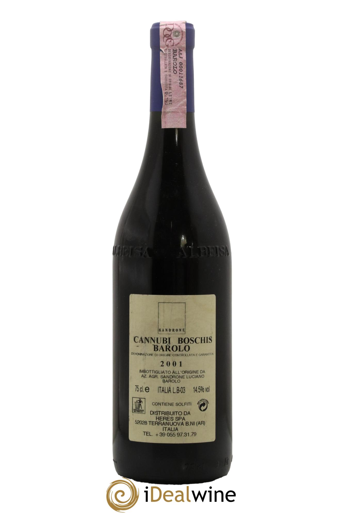 Barolo DOCG Aleste (anciennement Cannubi Boschis) Luciano Sandrone 2001 - Lotto di 1 bottiglia - 1