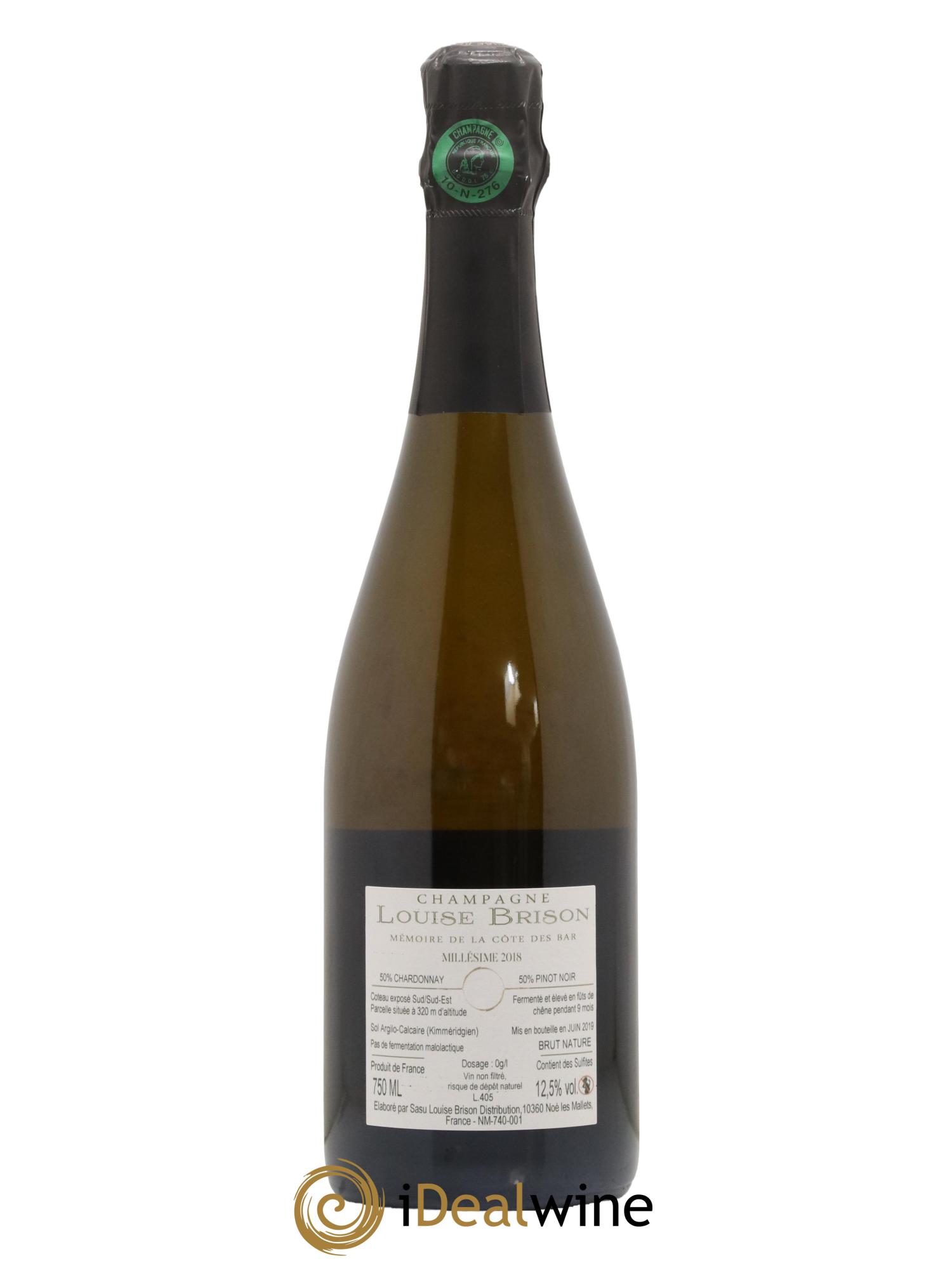 Champagne Brut Nature A l Aube de la Cote des Bar Maison Louise Brison 2018 - Lot de 1 bouteille - 1